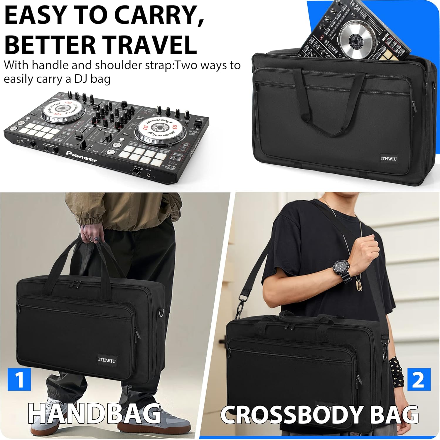 Padded Dj Controller Case for DDJ-SX, DDJ-SX2 SX3, DDJ-RX, DDJ-FLX6, DDJ-800, DDJ-1000, 1000SRT, XDJ-RR DJ Controller Carrying Bag 29.5 X 17.7 X 4.7 Inch