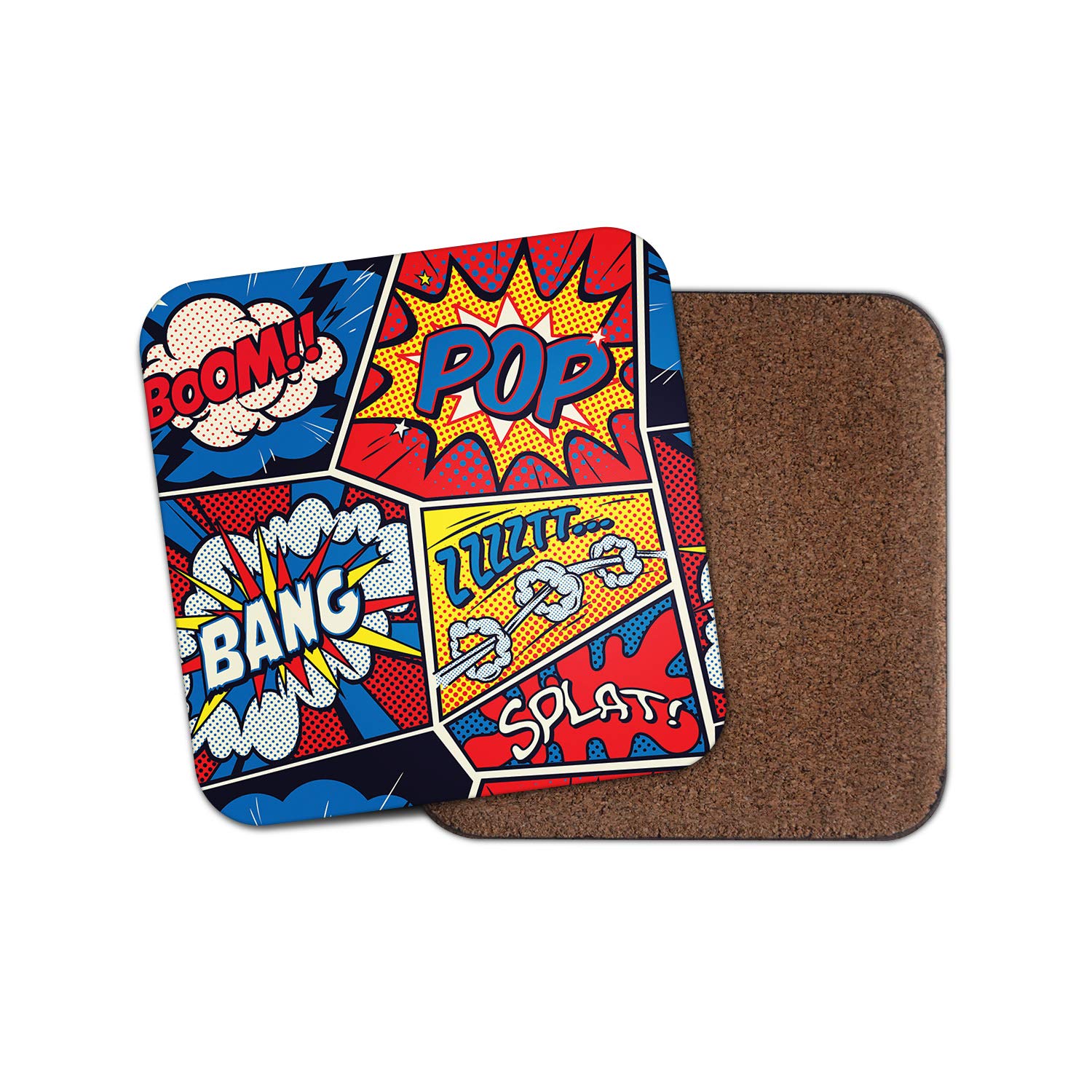 Destinationvinyl Boys Multicolor 1 X Comic Strip Coaster - Superhero Dad Brother Son Pop Art Kids Girls Gamer #8860
