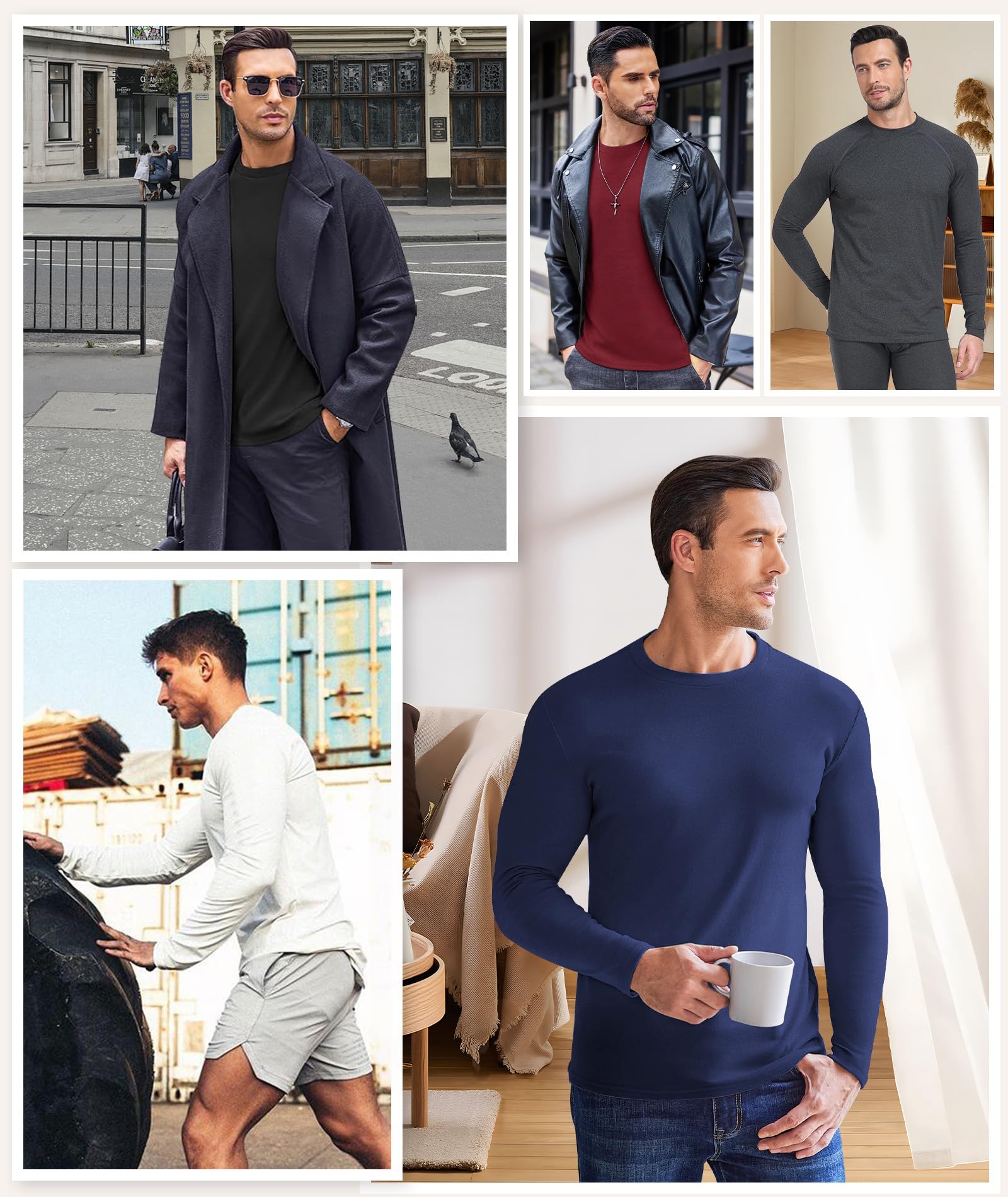 Djtnzdm Maglia Termica Uomo Manica Lunga Magliette da Ciclismo Invernale Sci Maglie Termiche Elastico Caldo T-Shirt Sportiva a Compressione Pacco da 2