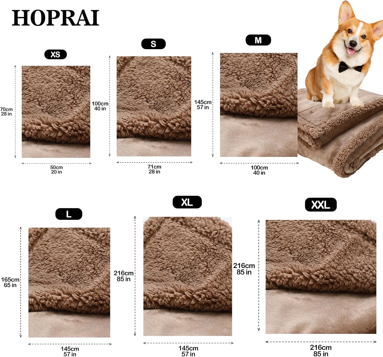 Waterproof Pet Blanket for Medium Large Dogs Washable Fluffy Thick Jacquard Shag Fleece Warm Sherpa Pet Blanket Cats Puppy Couch Protection (Light Coffee XXL85*85inches) - Image 4