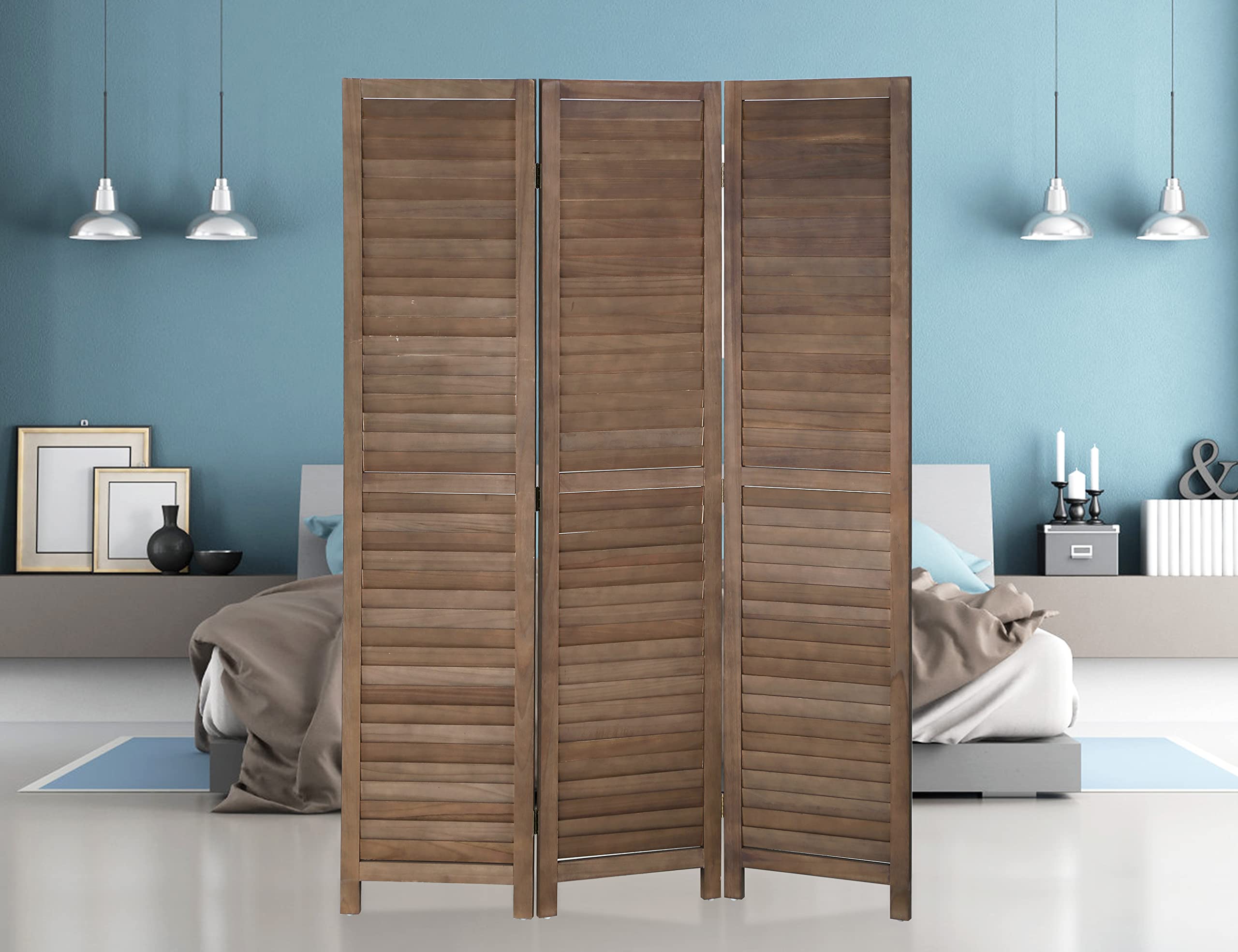 Amazon.com: 3 Panel Louver Wood Room Divider with 180 Degree
