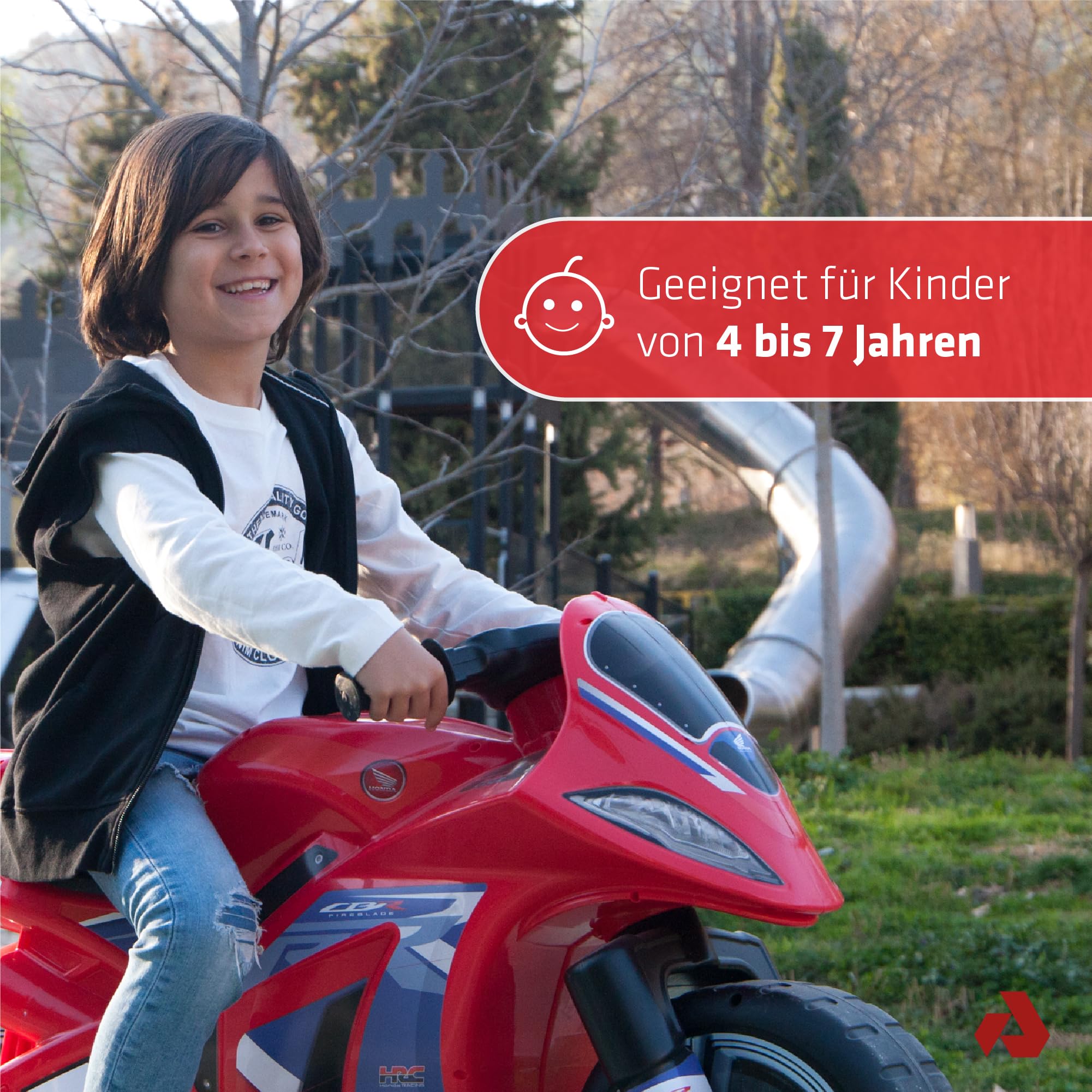 Laufrad ohne Pedale für Kinder von 4 bis 7 Jahren Winner Honda Racing XL mit Breiten Rädern ergonomischem Design Tragegriff und sportlicher Optik INJUSA