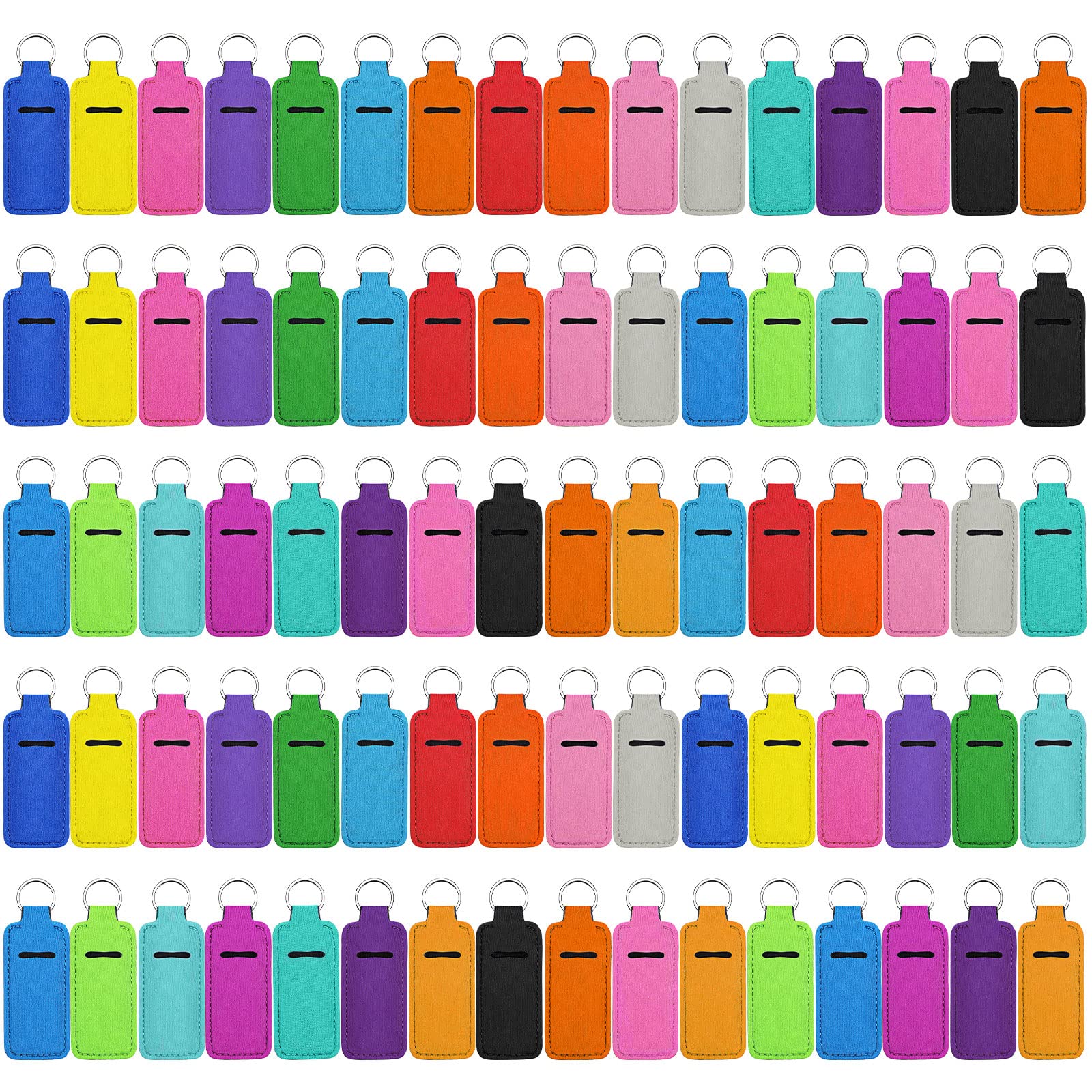 YisongLipstick Holder Keychain Neoprene Lip Balm Holder Colorful Lip Gloss Keychain Portable lipstick Tubes Holder Pocket Keychain Bag Accessories Clip on Sleeve for Women Travel (80 Pack), 20