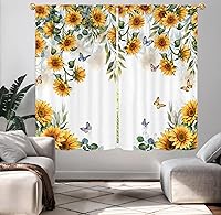 Vista 12 de Rusitc - Cortinas de cocina de 27.5 pulgadas de ancho x 39 pulgadas de largo, 2 paneles con bolsillo para barra, flores rosas claras