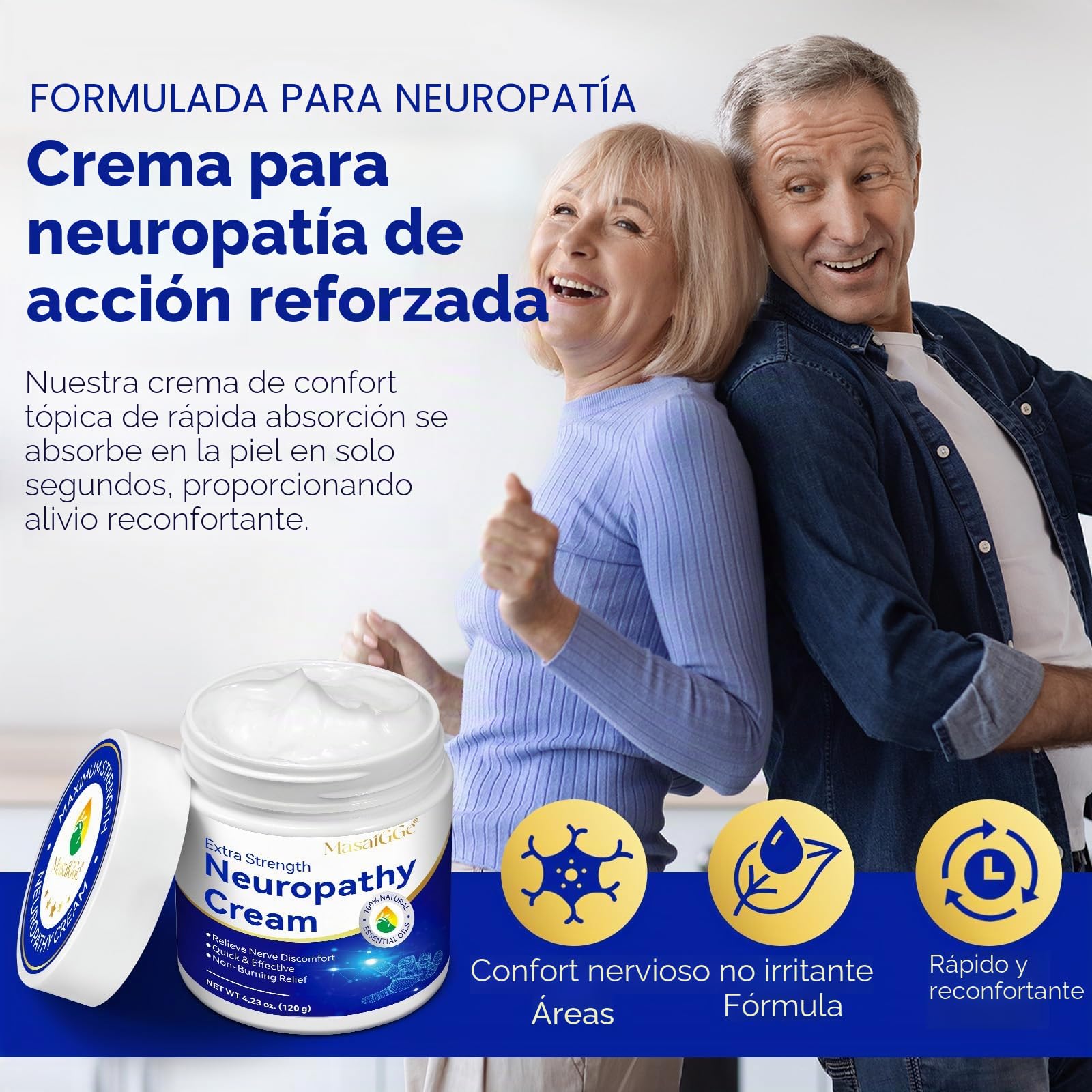 Crema para Neuropatía 120g, Alivio Rápido del Dolor Nervioso, Reduce Hormigueo y Entumecimiento, Fórmula Natural con Árnica, Aloe Vera y Vitamina B6, Hidratante No Grasa, para Pies, Manos y Piernas