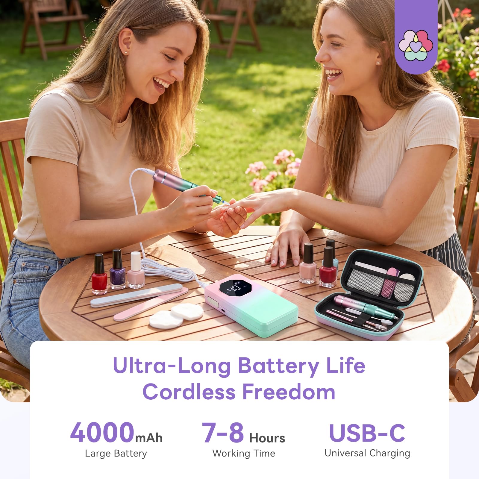SAVILAND 40000RPM Fresa per Unghie Pprofessionale: 12 in 1 Kit Fresa Unghie Ricaricabile a Batteria 30S Rimozione Veloce per Gel Acrilico Dip Unghie Basso Rumore Basso Calore Portatile Verde Pastello