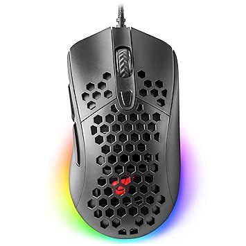 Gunmjo Tyrfing Honeycomb Shell Wired RGB Gaming Mouse, PC Gaming Mouse with 8 Buttons and Up to 10,000 DPI, Computer Mice for PC Gaming, Black Color