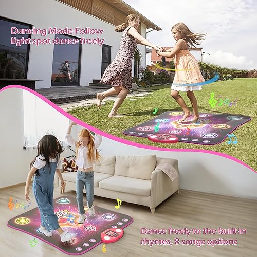 Vista 19 de Tapete de baile para niñas de 3 a 12 años, tapete de baile iluminado de 8 botones para niños de 4 a 8 años, almohadilla de baile Bluetooth para Negro