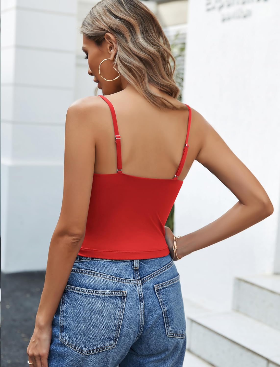 Avidlove Women's V Neck Camisole Tank Tops Cami Crop Y2K Double Lined Sexy Going Out Summer Outfits - Image 5