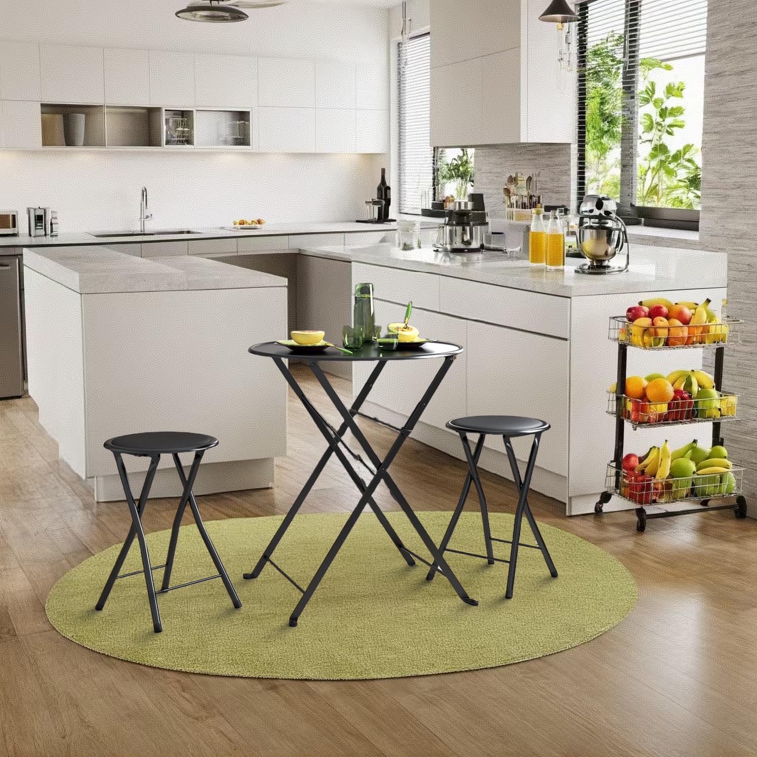 Set Di 2 Sgabelli Da Bar Pieghevoli Con Schienale - Rovere E Argento Per Casa E Esterno - Foto 8