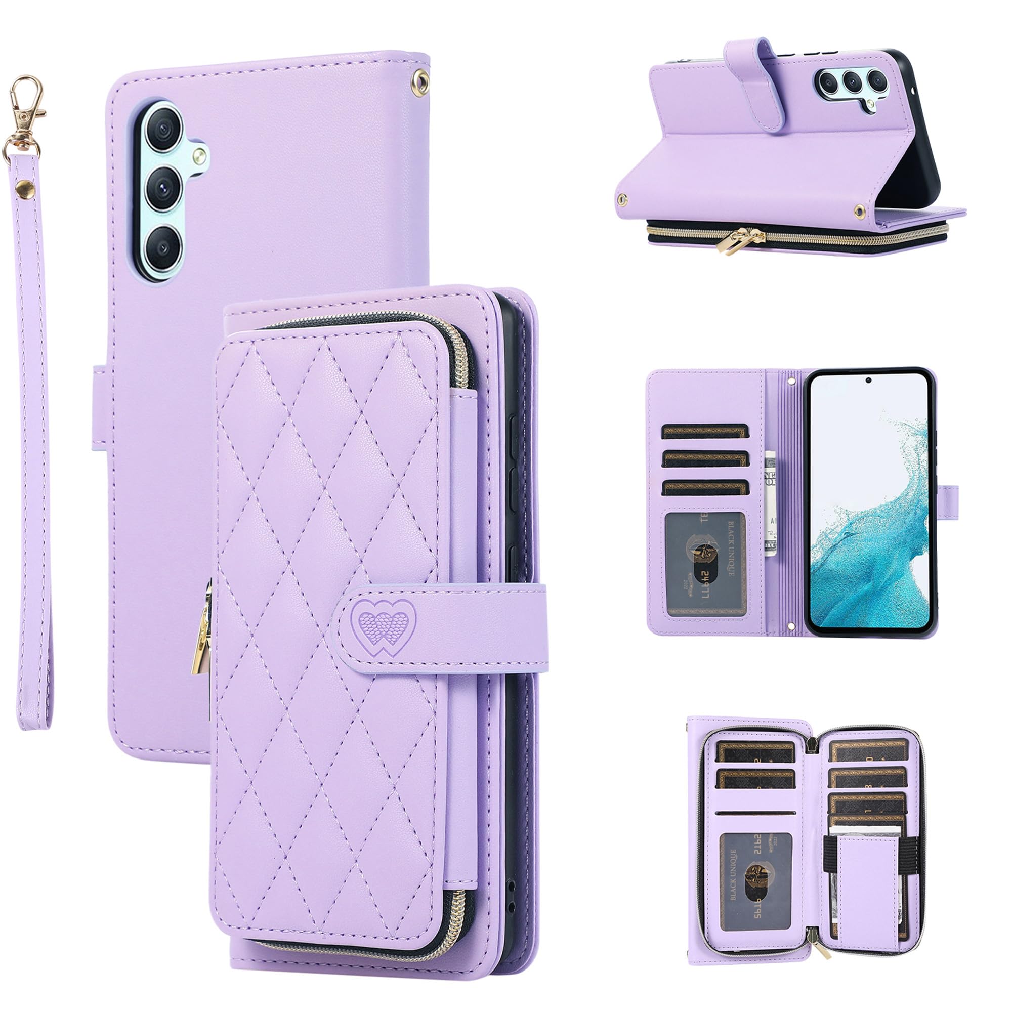 for Samsung Galaxy S25 Case Wallet, 6-Card Holder, Purple
