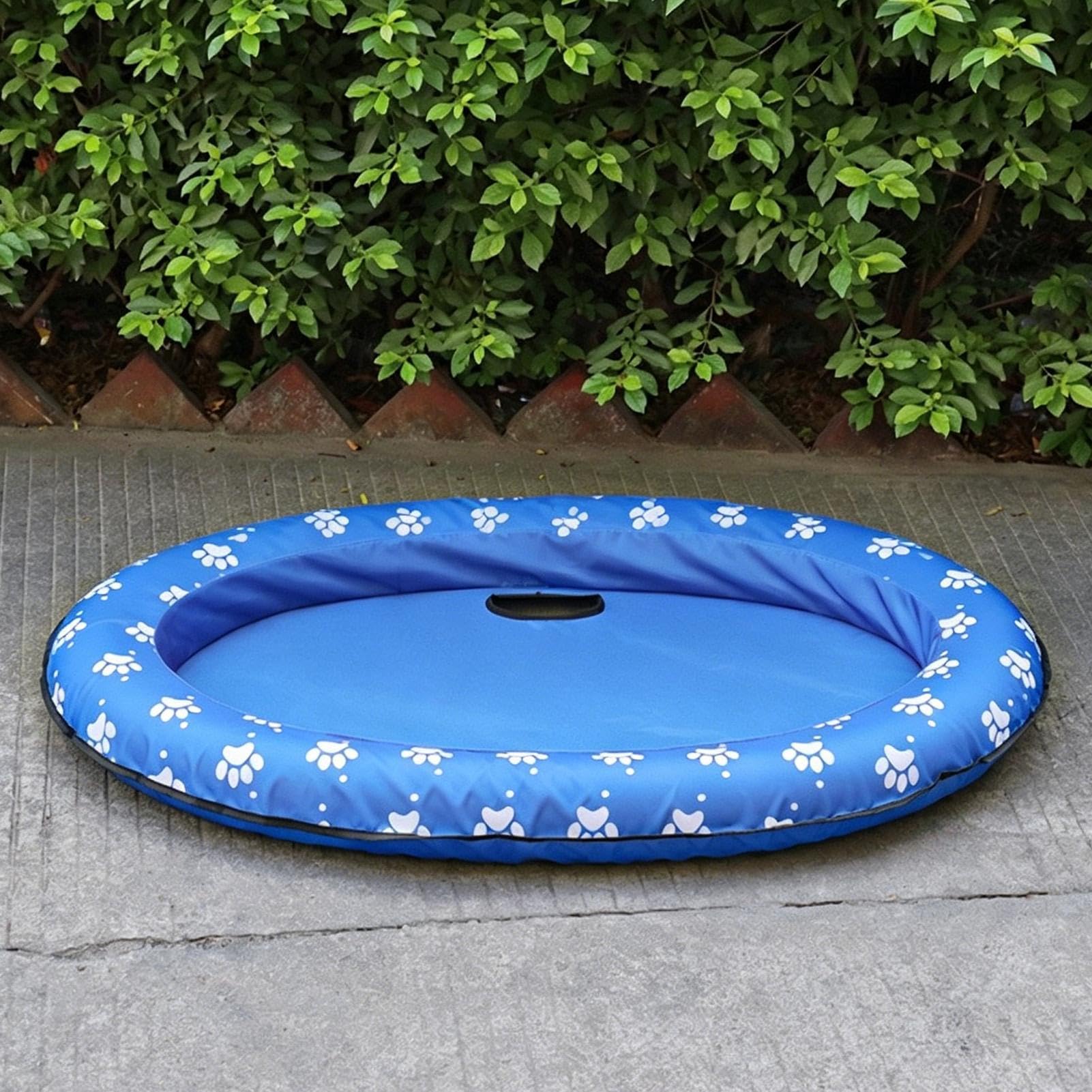 Aufblasbares Hundefloß 90x65x12cm PVC Aufblasbares Schwimmbecken mit Stabiler Stützstruktur, Wasserablauf-Löchern Und Tragbarem Design, für Hunde Und Katzen, Pool, See, Strande