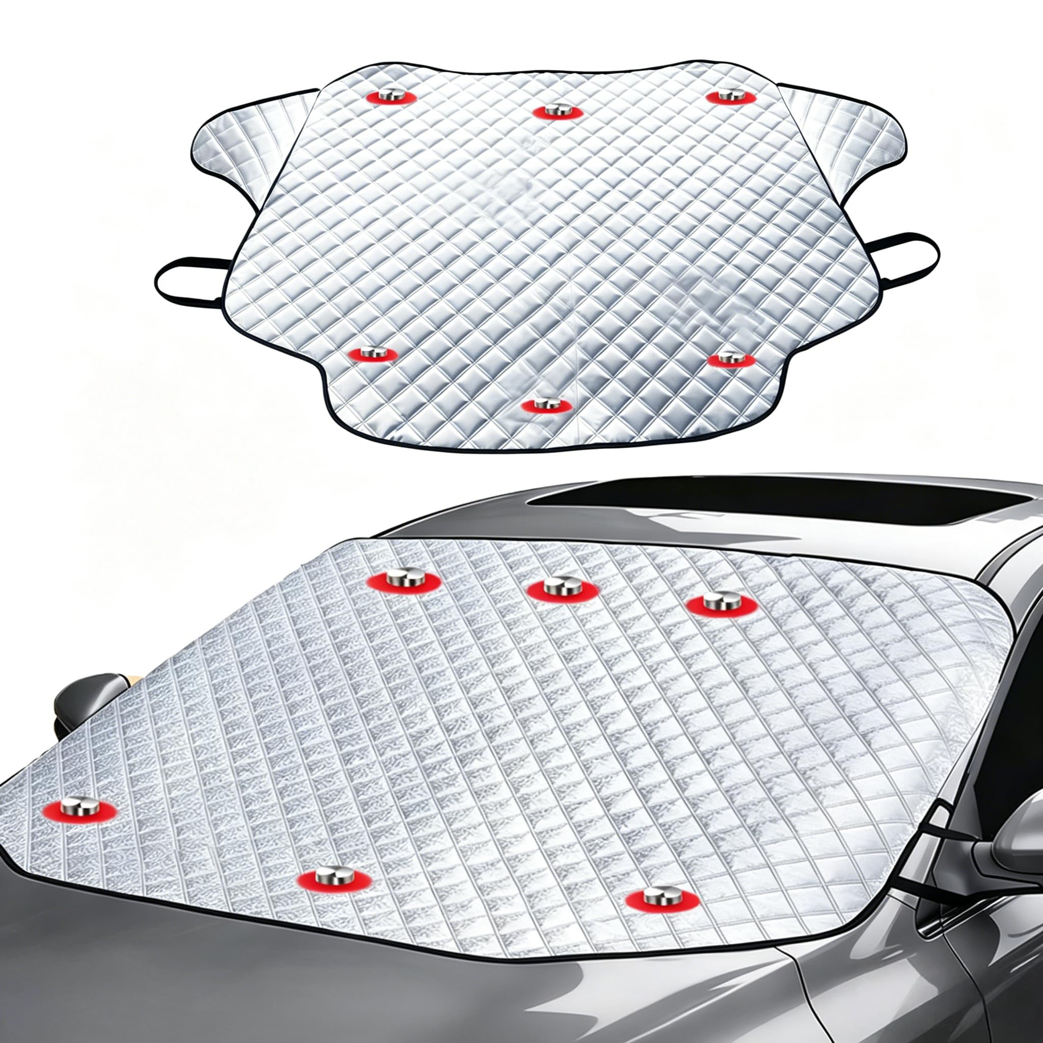 Sonnenschutz Auto Frontscheibe außen, Windschutzscheibe Sonnenschutz magnetisch, Frontscheibenabdeckung Sommer, Auto Frontscheibenabdeckung groß, UV-Schutz Hitzeschutz für Car SUV,193×126cm