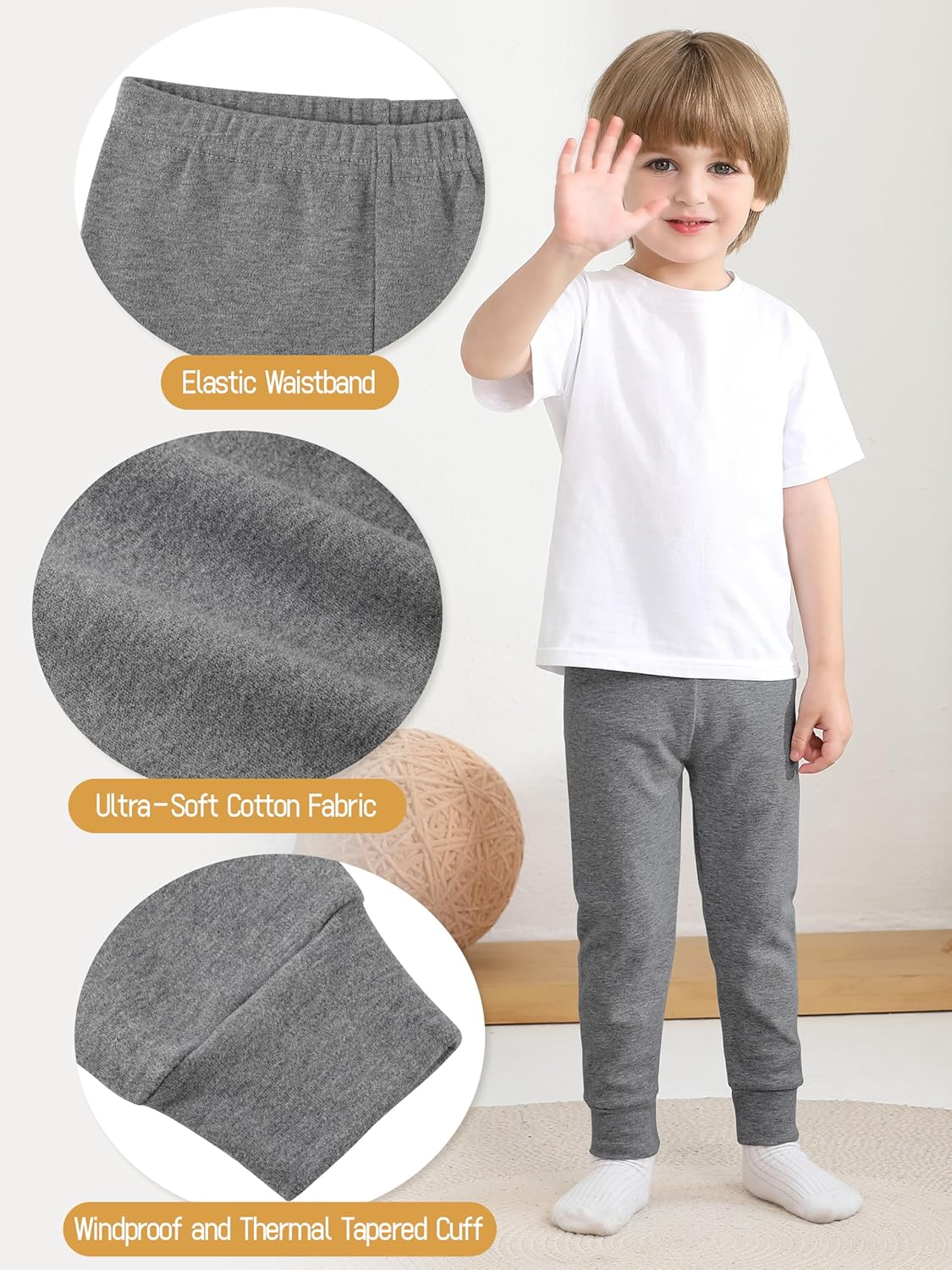 5-Pack Toddler Boy Pants, 2-5T Cotton Boys Joggers Pull-On Pants for Kids, Multicolor - Image 4