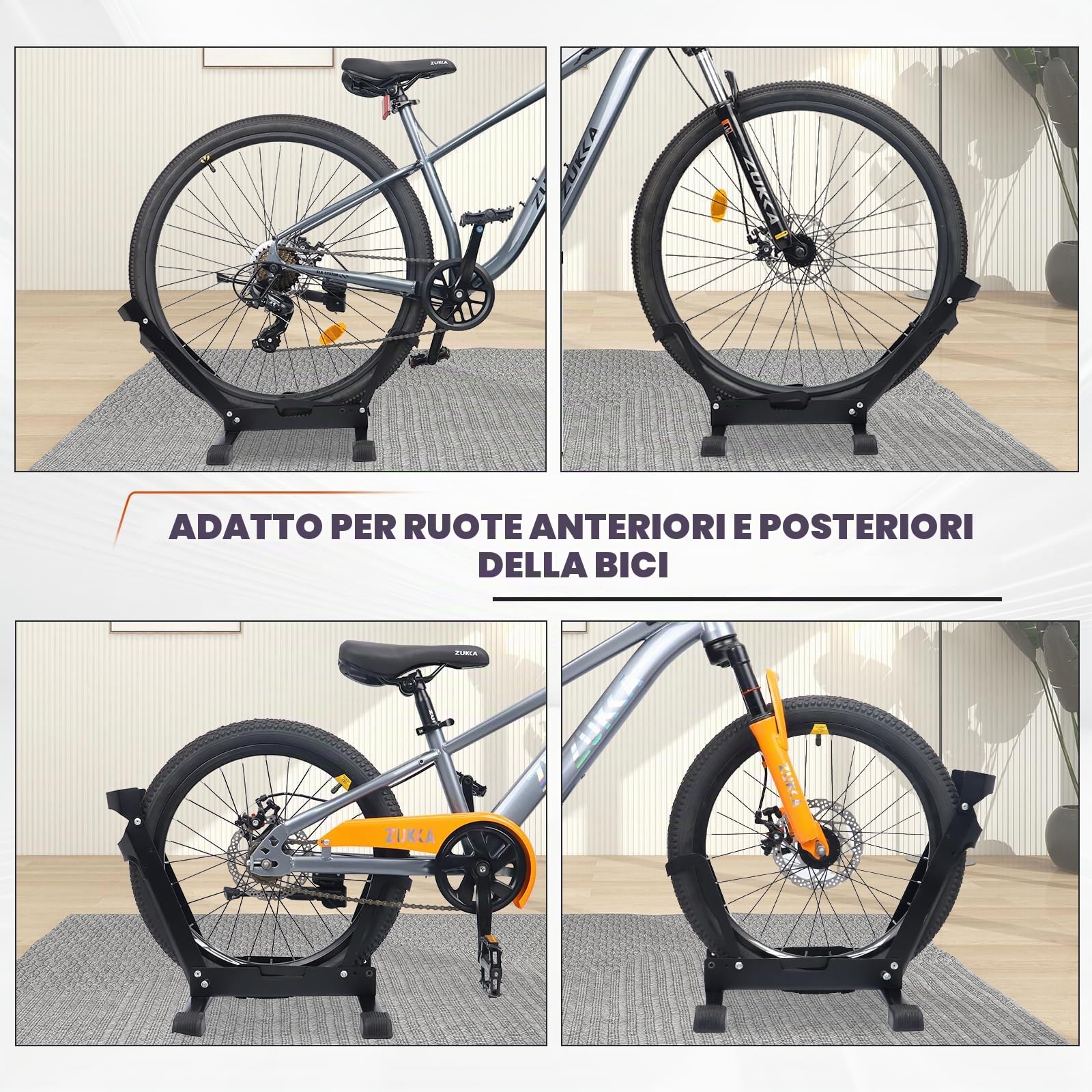 MEGHNA Confezione da 1/2 portabici pieghevole – Cavalletto da pavimento in acciaio al carbonio per bici da 20 – 29 pollici e-bike, mountain bike, bici da corsa (larghezza pneumatici inferiore a 7,5 cm