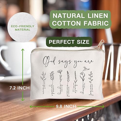 Miniatura 5 de God Says You Are Cosmetic Bag, Christian Makeup Bag Bible Verse Floral Bible Verse Makeup Case for Women, Inspirational Cosmetic Bag, Sister Gifts,