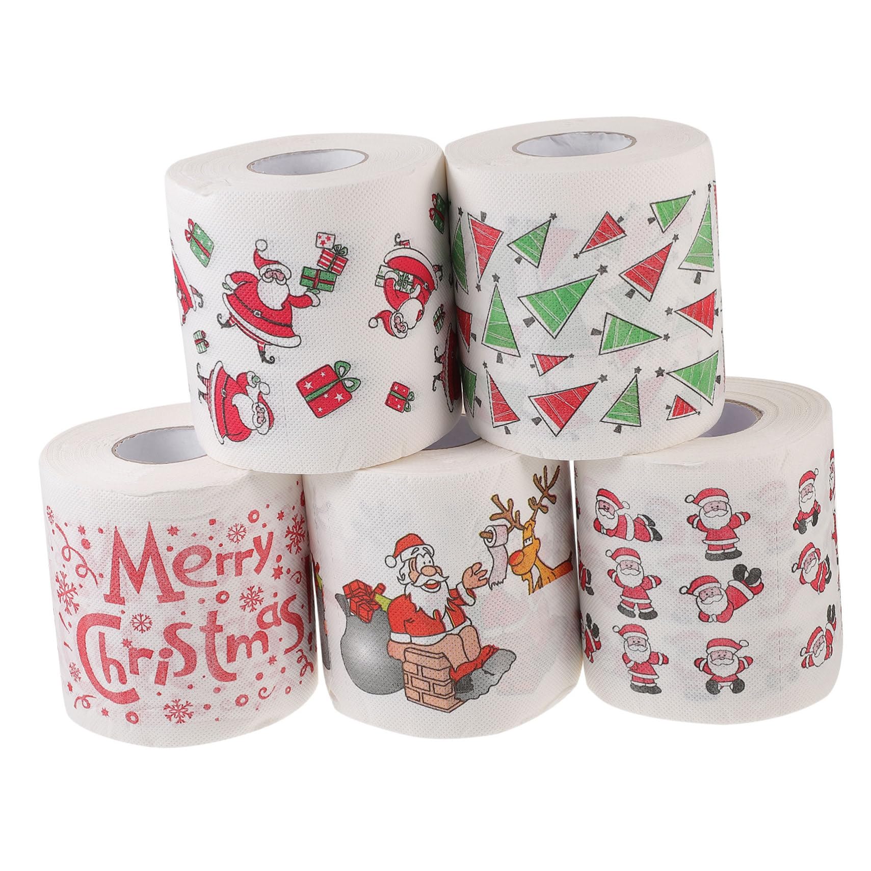 ORFOFE 5rouleaux Serviettes Jetables Motif Noël Papier Hygiénique Absorbant Accessoires De Fête De Table Décoratifs Lot