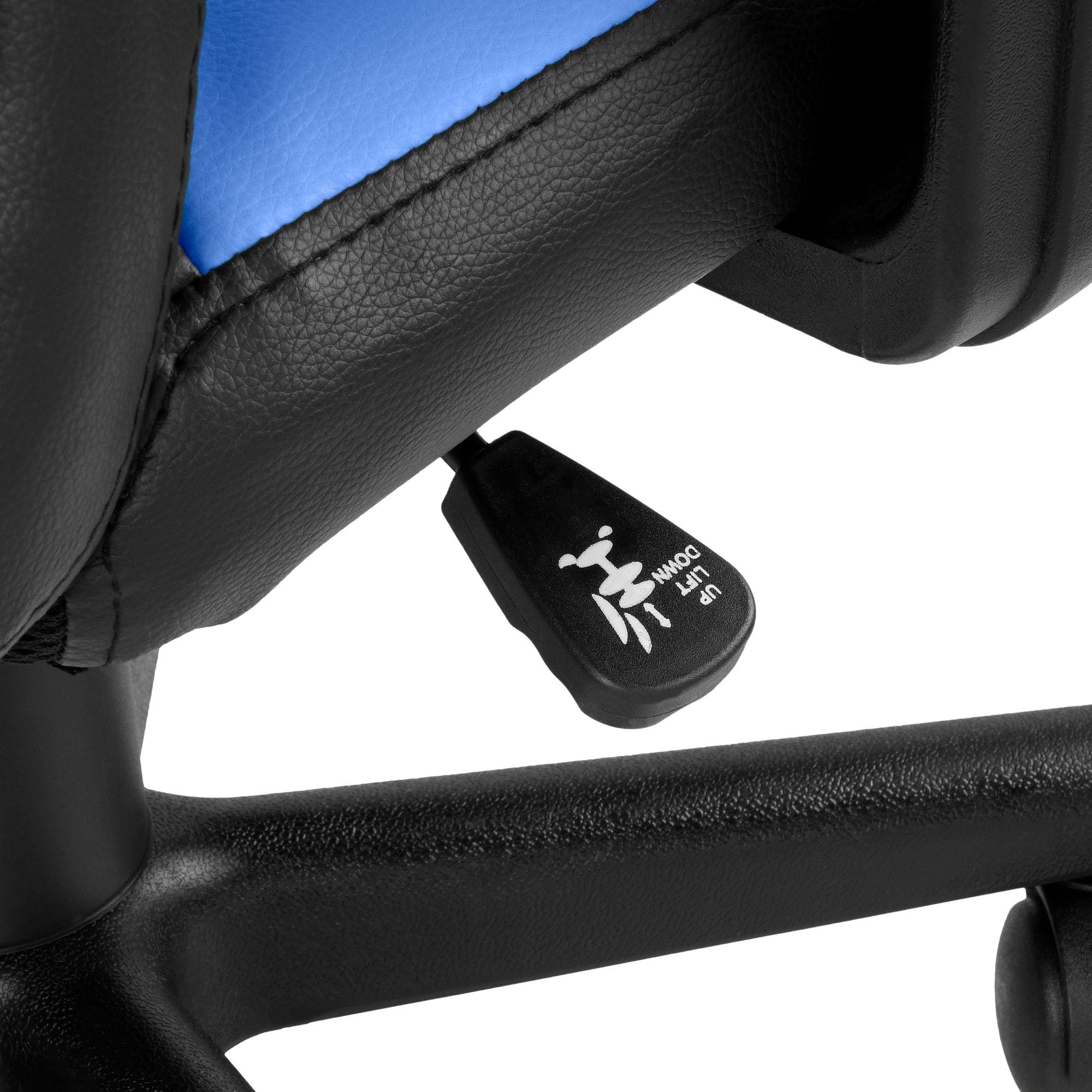 CLP Sedia ergonomica per bambini e ragazzi Fun, poltrona regolabile in altezza con rivestimento in ecopelle, braccioli rimovibili, Colore:nero/blu