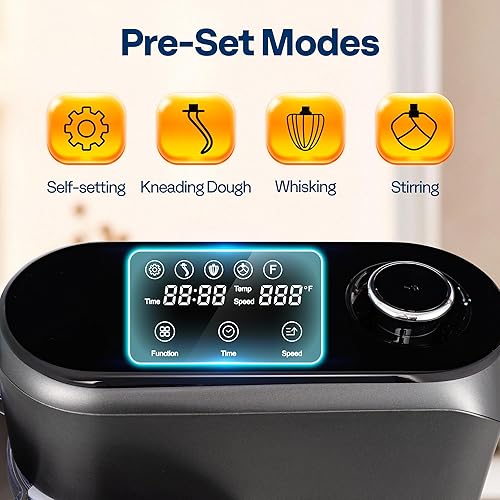 Miniatura 3 de VIVOHOME Batidora de pie con fermentación, batidora eléctrica de masa preestablecida de un solo toque con tazón de 6 cuartos de galón, batidora de