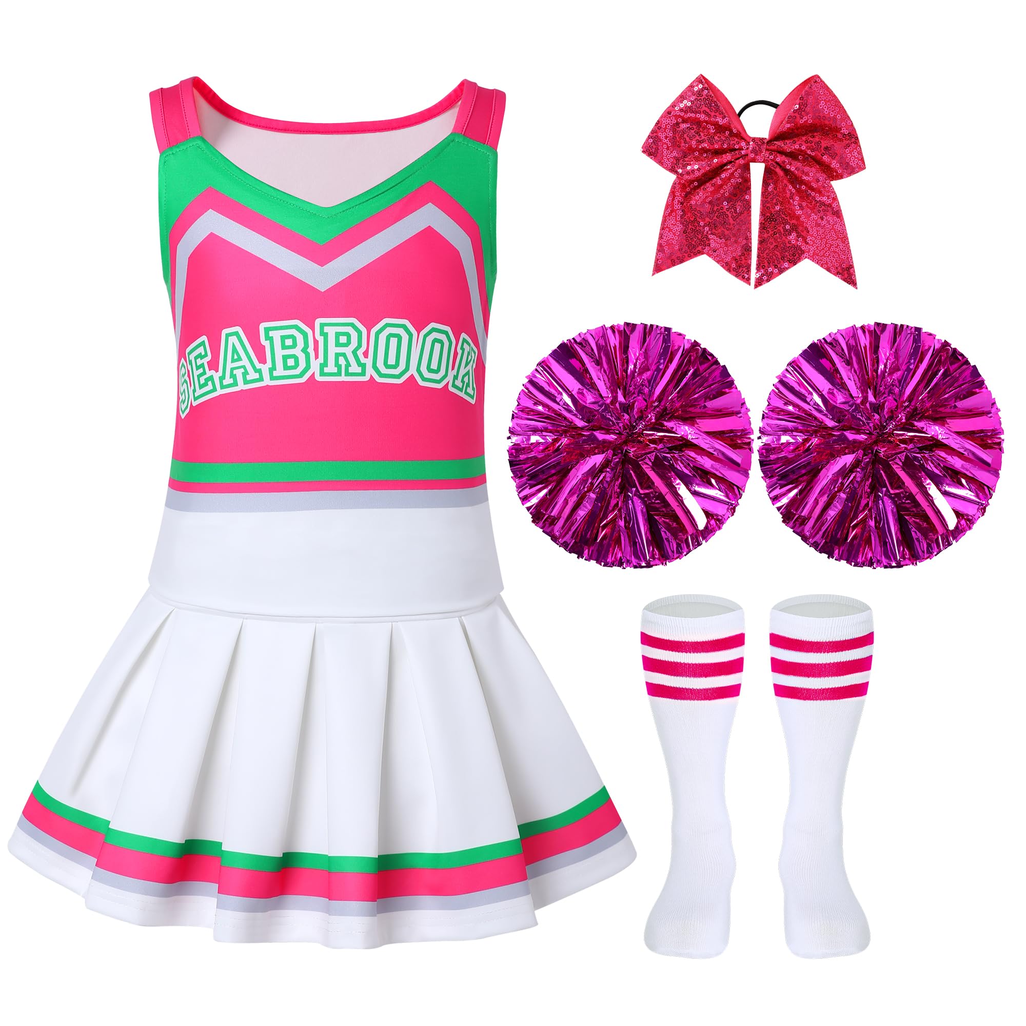 Disfraz de animadora para niñas, trajes de animadora para niños, disfraz de Halloween, cosplay con pompón y corbatín