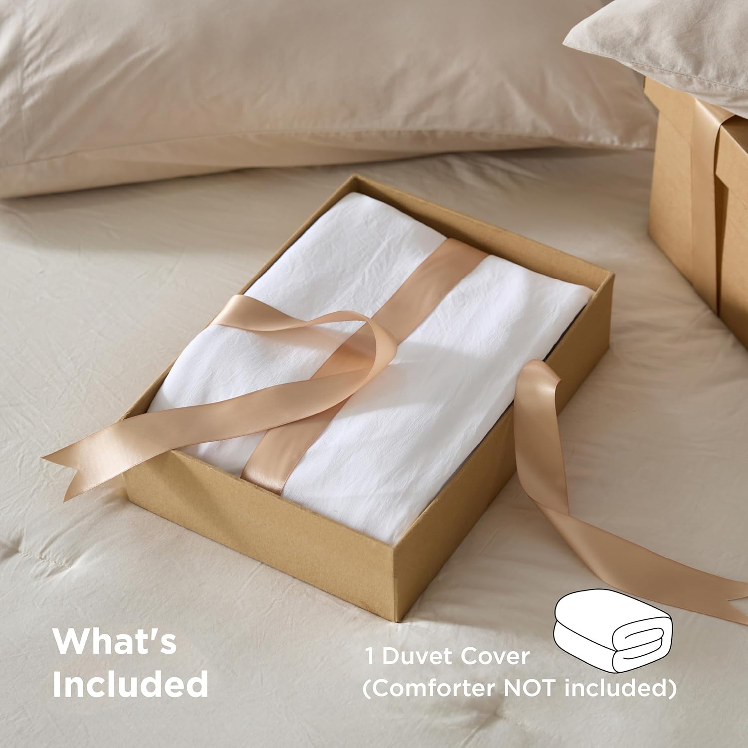 Bedsure Duvet Cover Queen Size Only - Prewashed Cotton-Like Polyester Extra Soft All Season Bedding, Includes 1 Duvet Cover 90x90 Inches with Zipper Closure, White, (No Comforter)