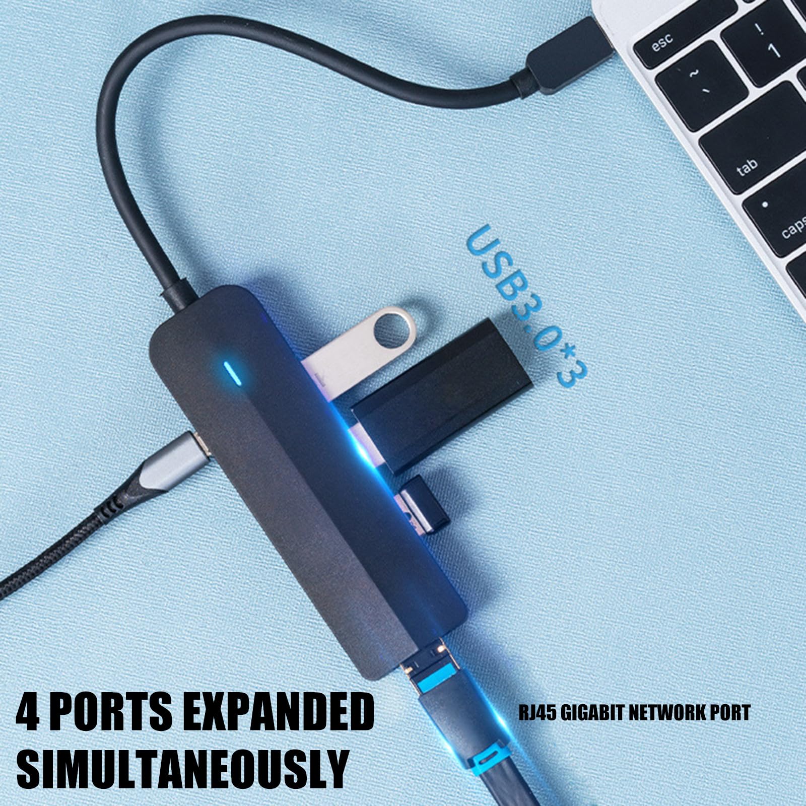 Eficiente adaptador convertidor USB C a RJ45 Gigabit Ethernet con 3 puertos USB 3.0 para una red sin problemas centro USB C con Ethernet