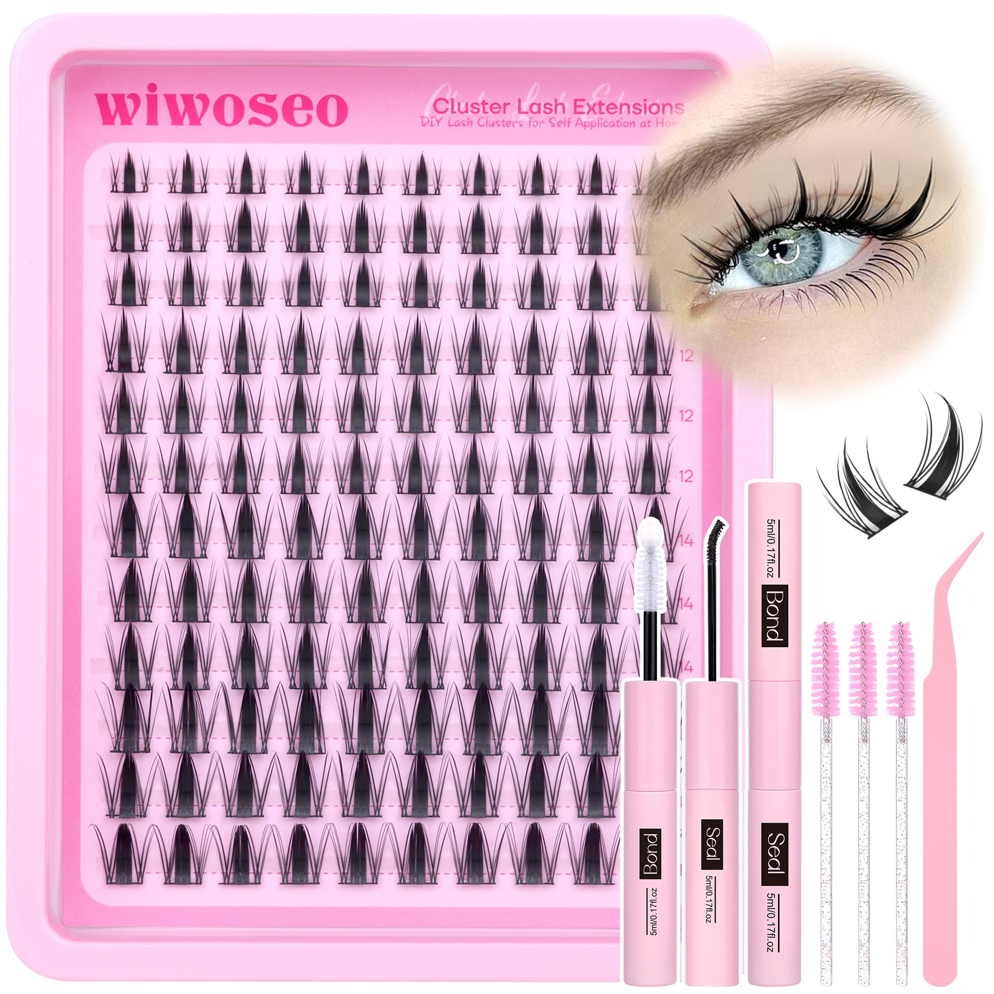 wiwoseoManga Lash Clusters Kit Fairy Eyelash Extension Kit Anime Cluster Eyelash Extensions D Curl Lashes Clusters Spike Individual Lashes Natural Look with Lash Bond and Seal Waterproof (8-16MM)