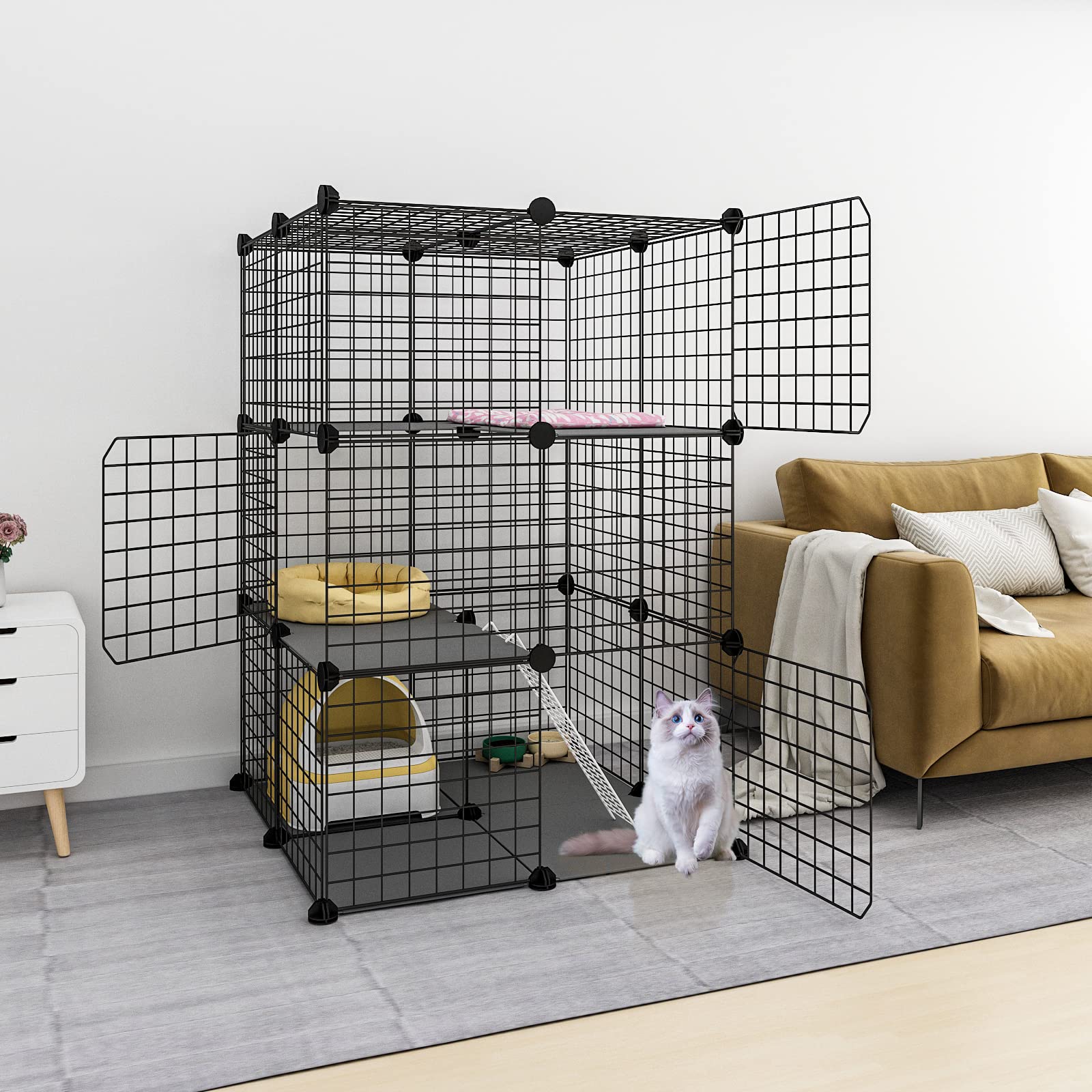 Buy Eiiel 3Tier Cat Cage Indoor DIY Cat Playpen Detachable Metal Wire