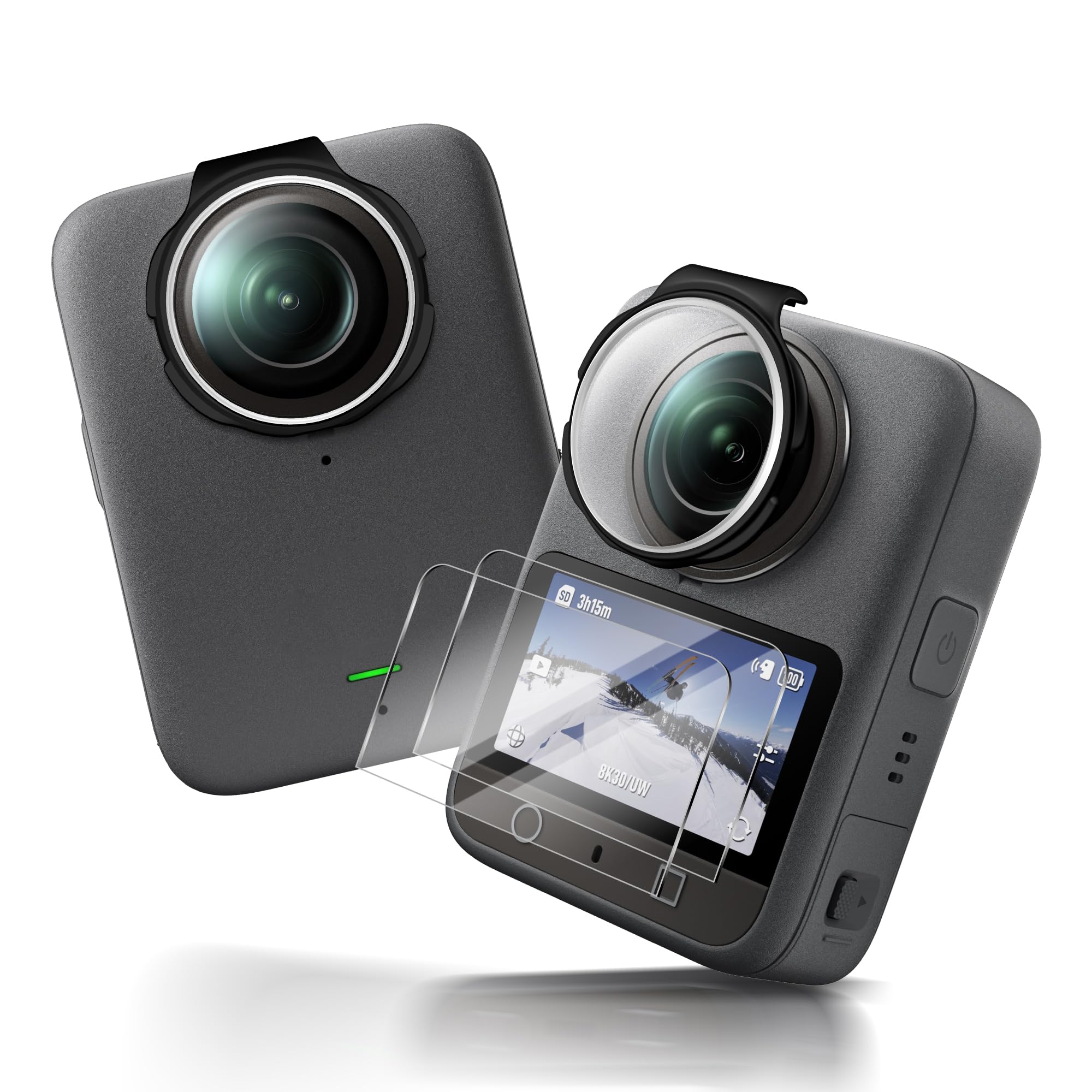 NEWZEROL Osłona aparatu ze szkła optycznego + 2 folie ochronne na wyświetlacz kompatybilne z DJI Osmo 360, [nie wpływa negatywnie na jakość obrazu] odporna na zarysowania, olejoodporna i wodoodporna