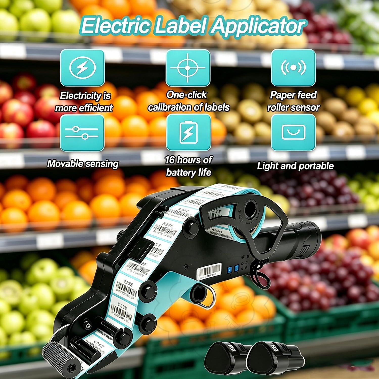 Applicatore di Etichette Portatile,Cordless Ricaricabile 15to40mm