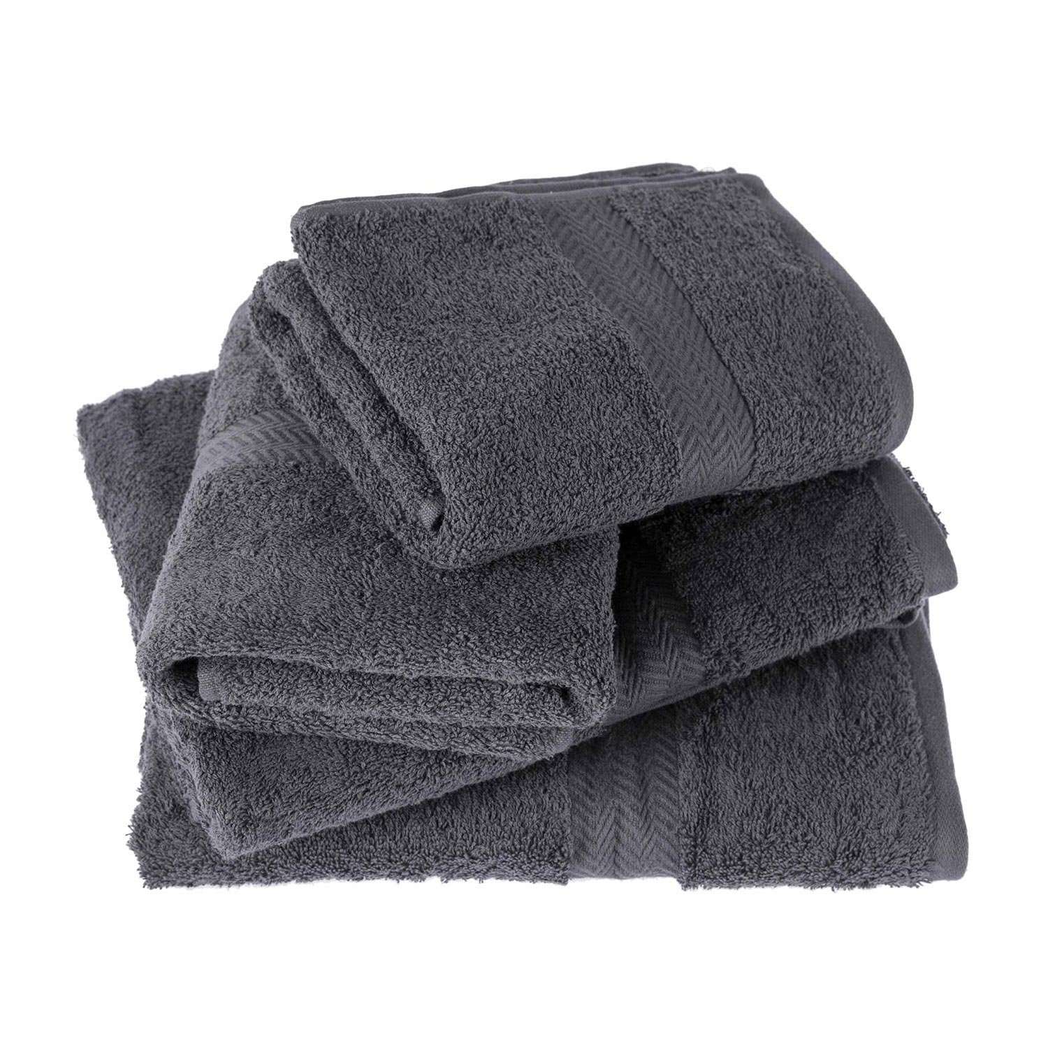 HOMESCAPES Slate Grey Towel Bale 500 GSM Combed 100% Egyptian Cotton Towel Set 2 x Bath Towels & 2 x Hand Towels