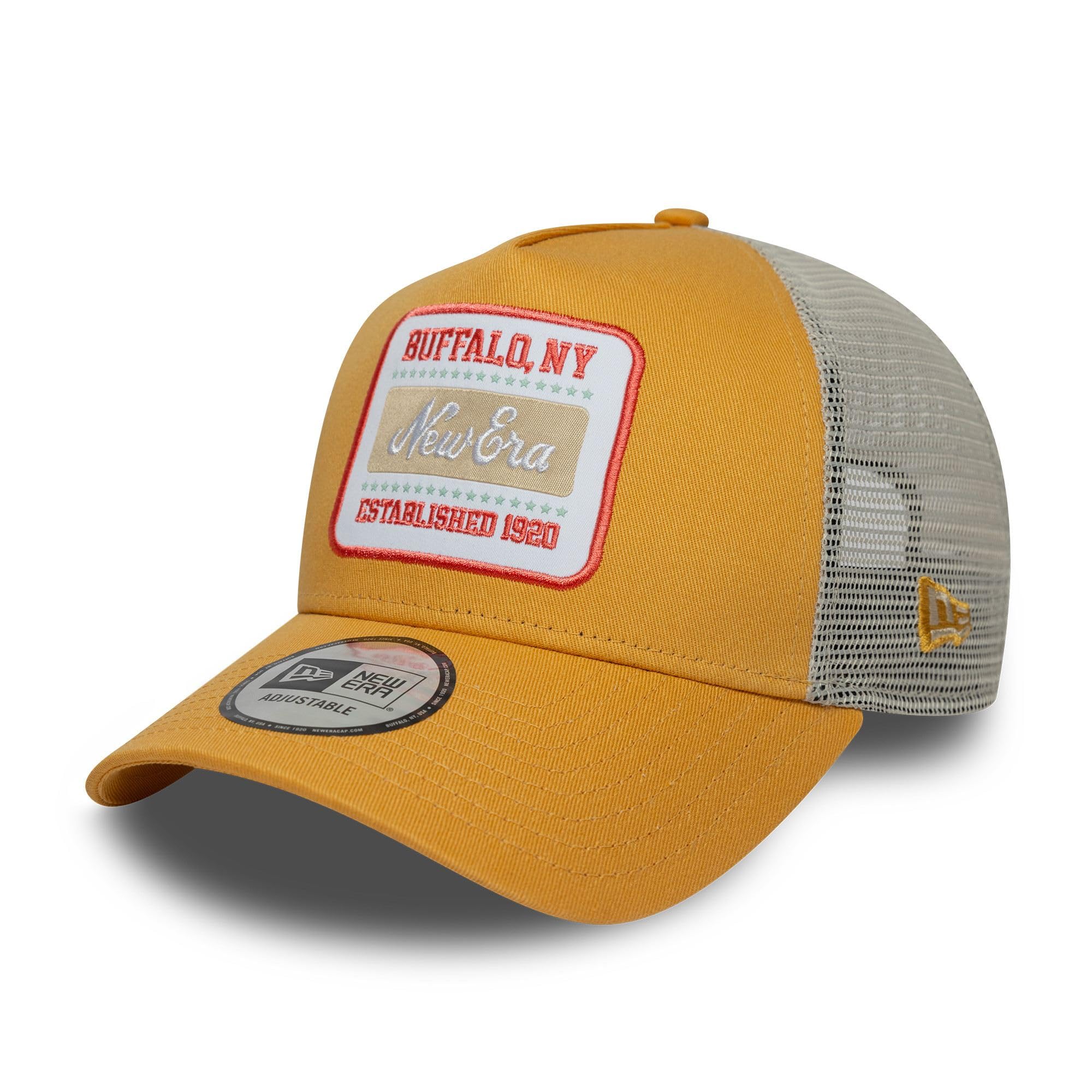 New Era Trucker Cap A-Frame - Letnia czapka z siatki z naszywką z logo z przodu - Stylowa czapka snapback dla mężczyzn i kobiet - Regulowana - Różne kolory