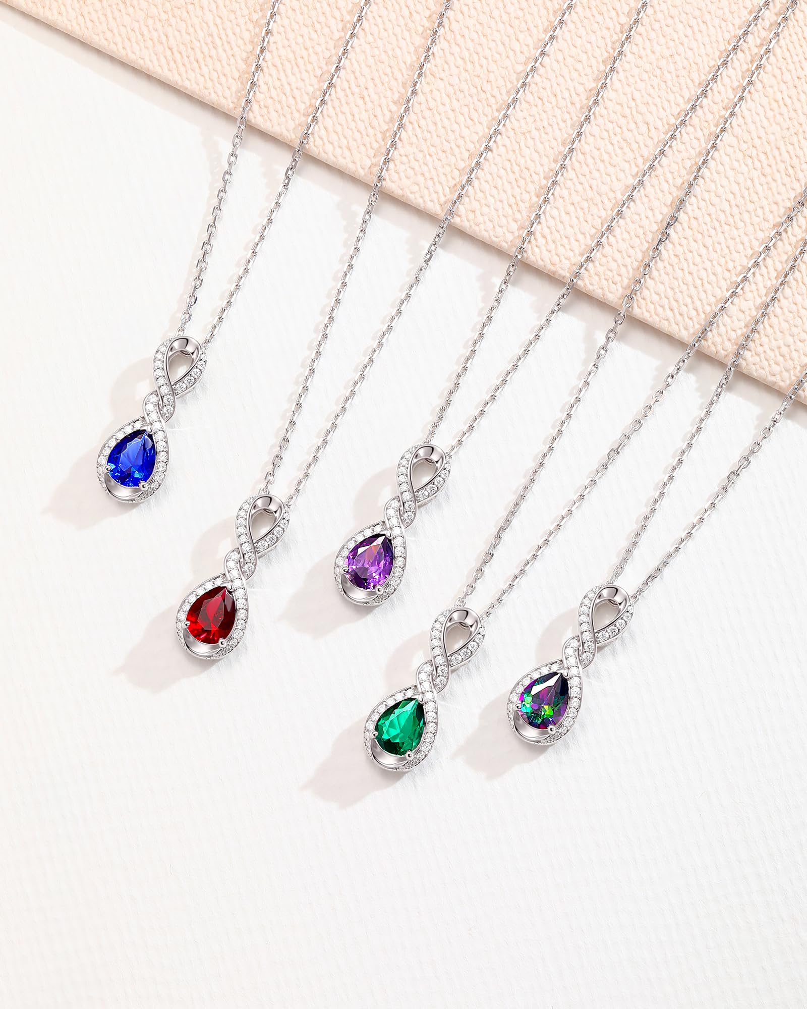 FANCIME Infinity Embrace infinito abbraccio pietra portafortuna collana da donna in argento Sterling con ciondolo in pietra preziosa per compleanno, anniversario, Natale, festa della mamma, gioielli