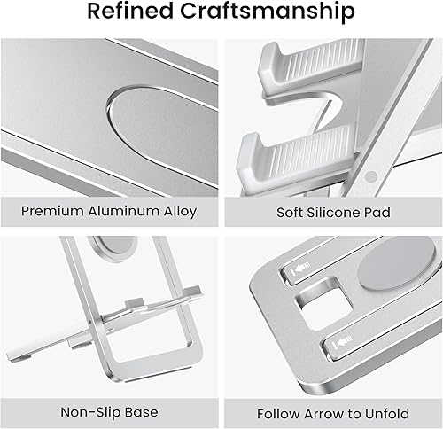 Miniatura 3 de Itramax Soporte portátil para tableta, plegable para escritorio, soporte para iPad de viaje, soporte ajustable para iPad para cama, compatible con