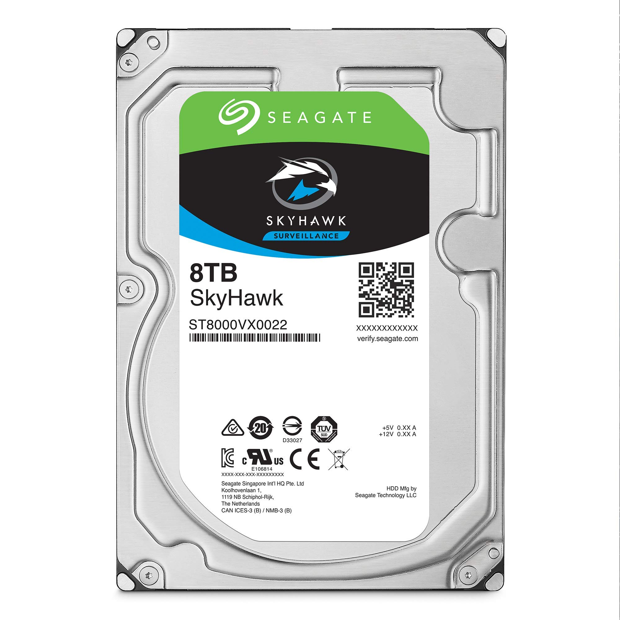 Seagate SkyHawk, 8TB, Unidad de disco duro interna de vigilancia, HDD, 3,5 in, SATA
