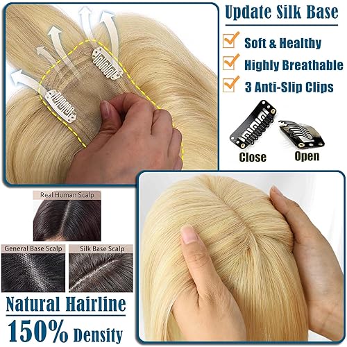 Miniatura 4 de JGS1996 Toppers de cabello humano real para mujer, con flequillo, pelucas de cabello humano 100% Remy, piezas de cabello para adelgazar el