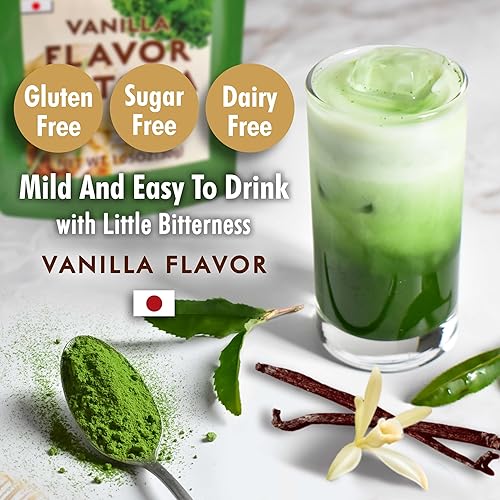 Miniatura 2 de Polvo de té verde matcha de vainilla japonesa, grado ceremonial y café, auténtico origen japonés, sin azúcar, fácil de beber con aroma dulce,