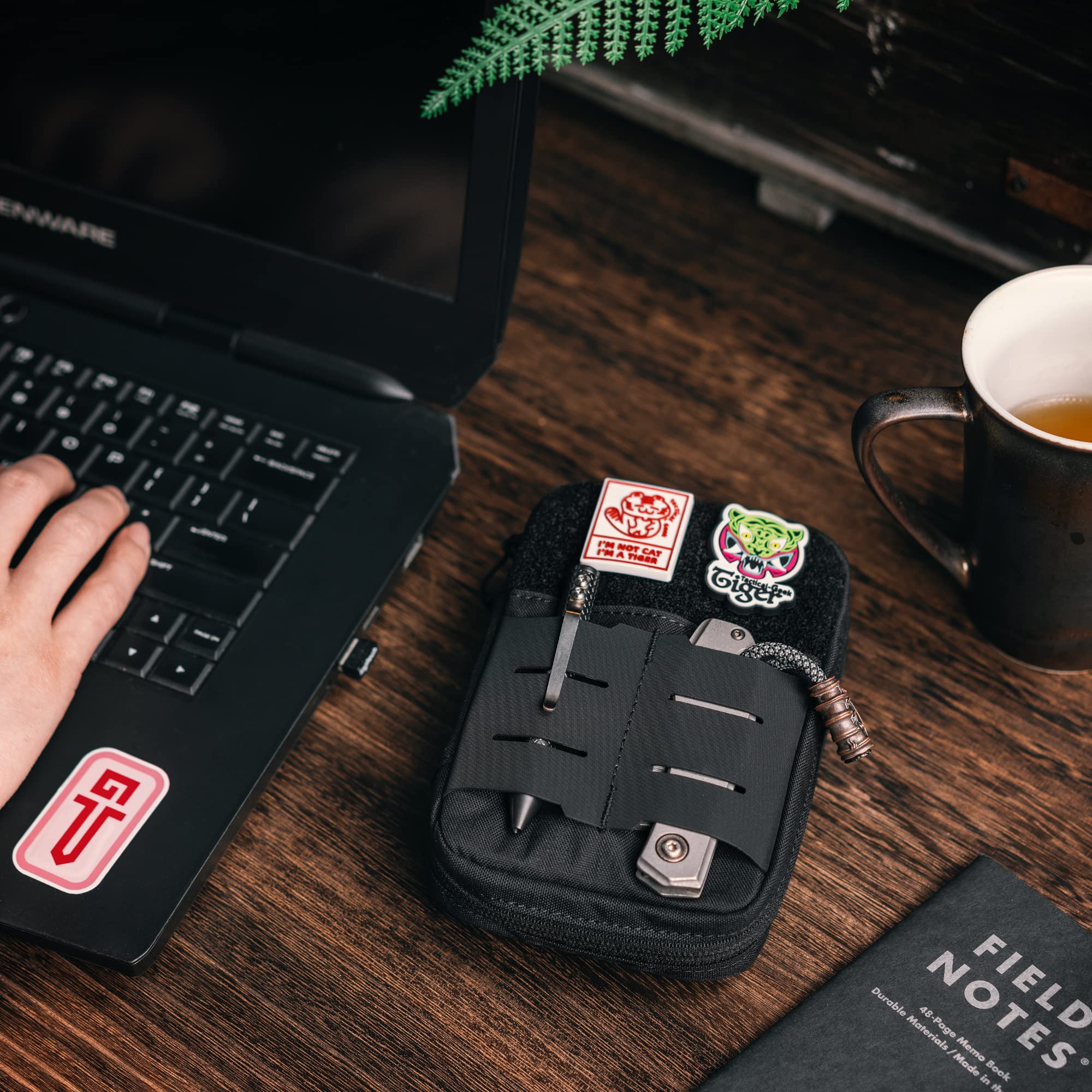 TACTICAL GEEK Block E2.0 EDC Pouch Pochette Anti-éclaboussures pour Homme en 500D Nylon Pochette Multi-Outils Poche Molle Utility Organizer Pochette à Outils EDC pour Homme, Noir