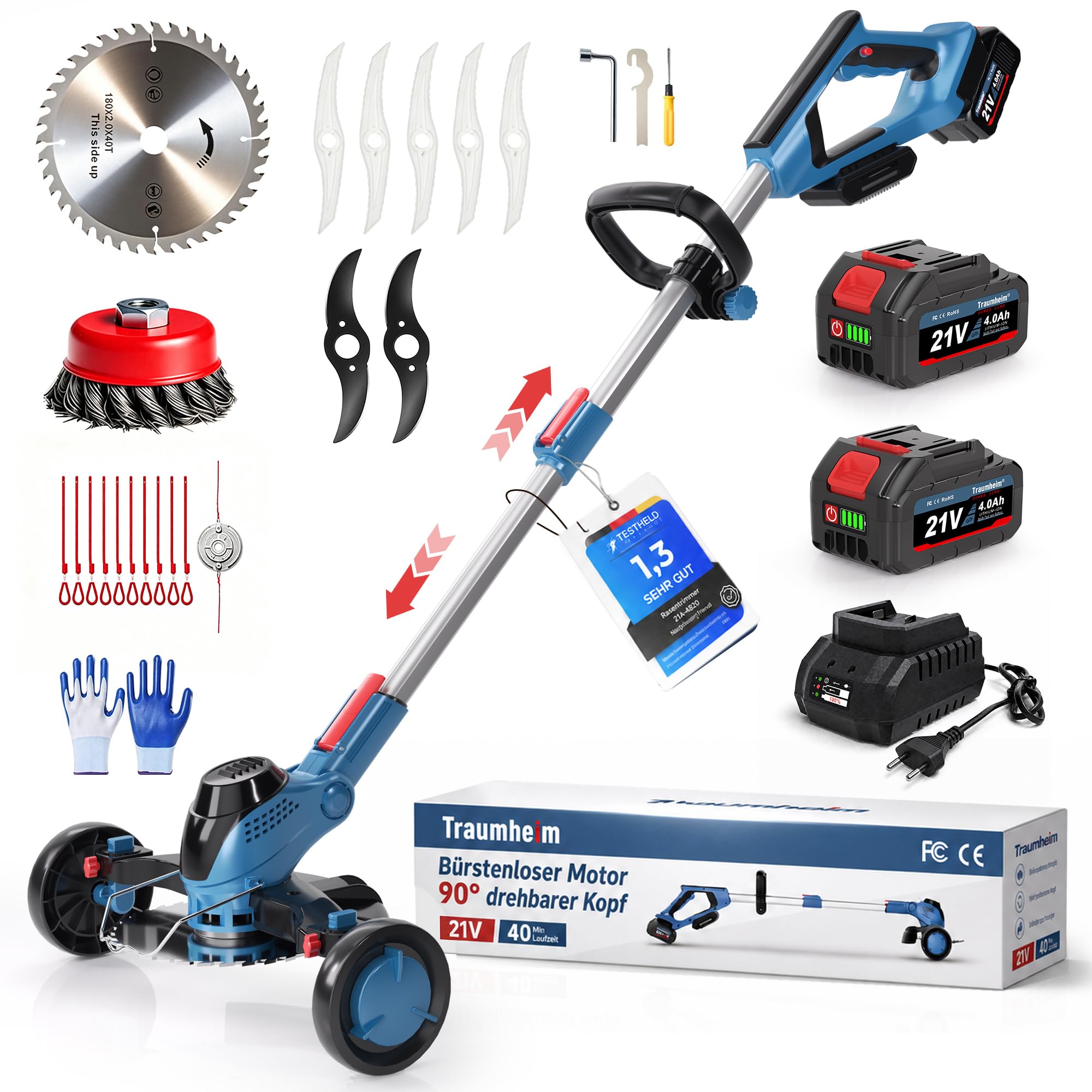 Coupe-Bordures sans Fil 5 en 1, Brushless 900W, Dresse-Bordures