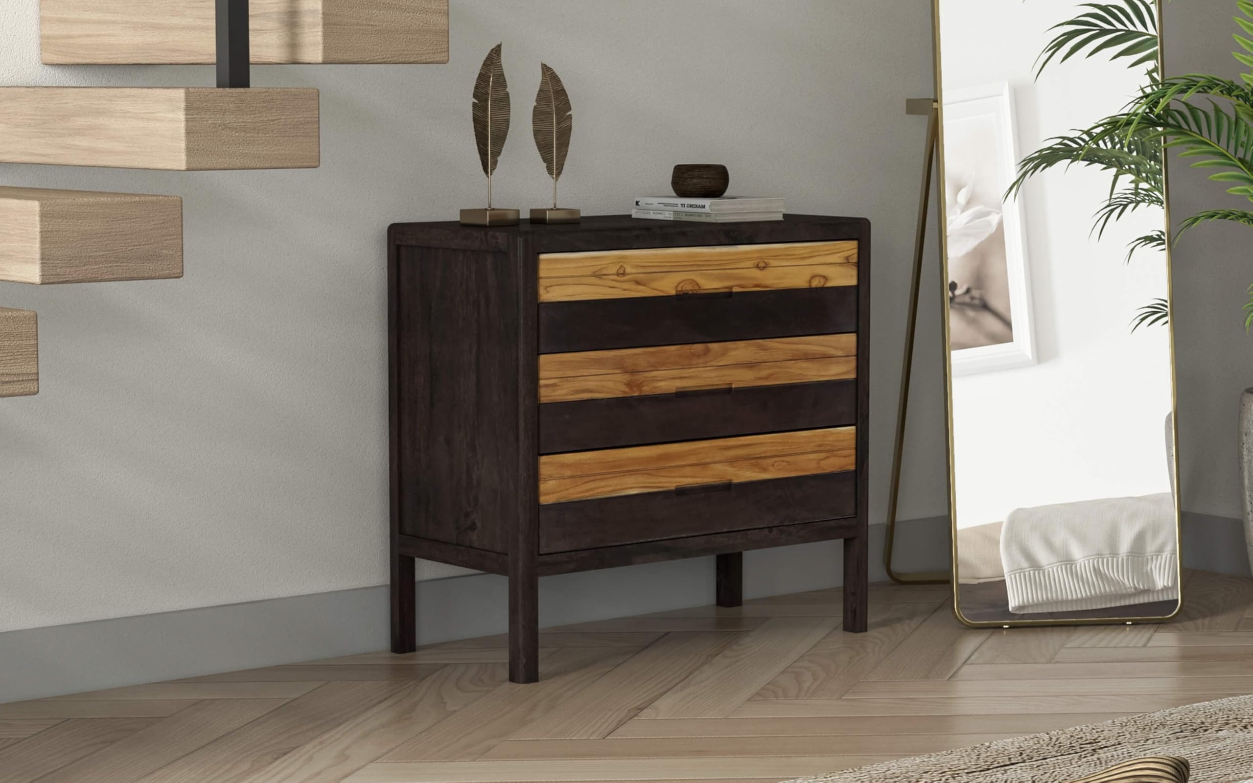 Orange Tree Raas Chest of Drawer with Mango Wood and Teak Wood Structure Featuring Natural Grain Finish and Classic Styling for Bedroom Interior Storage Solution-picture-11