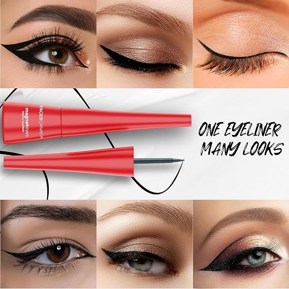 FACESCANADA Matte Eyeliner - Black | Waterproof Liquid Eyeliner with Fine Tip Brush | Smudge Proof, Long Lasting & Easy Glide Formula for Precise, Bold Eye Looks | 0.27 Fl Oz (8ml)