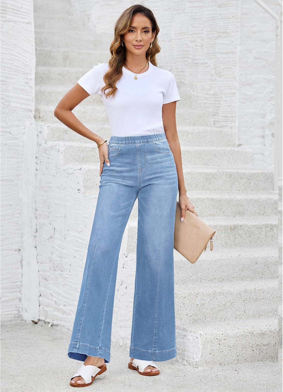 LookbookStore Wide Leg Jeans for Women Trendy High Waisted Trousers Stretchy Baggy Denim Pants - Image 4