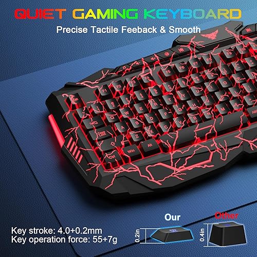 Miniatura 3 de Conjunto de teclado y ratón con retroiluminación para juegos BlueFinger, con cable USB, teclado y ratón con retroiluminación, juego multimedia,