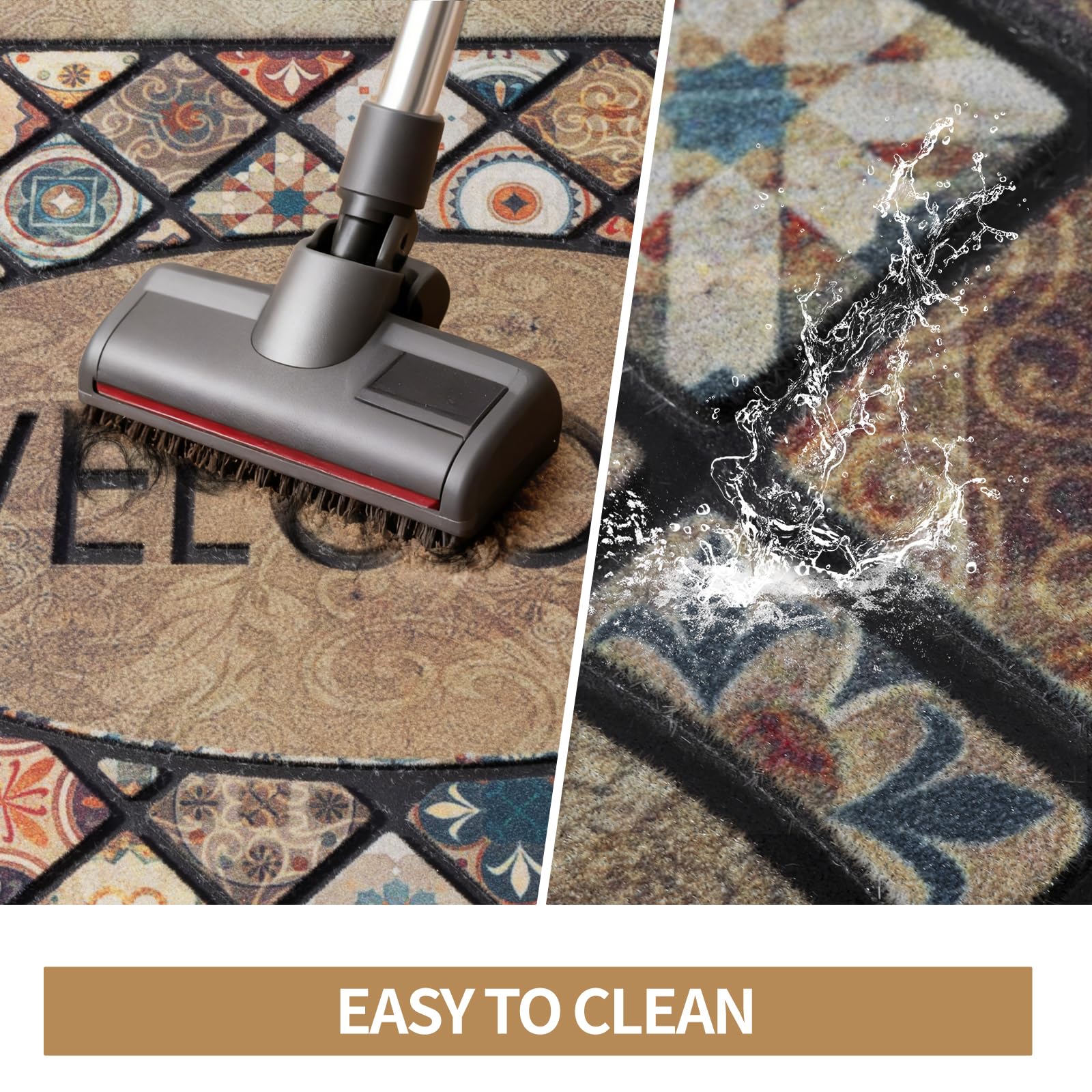 Durable Welcome Door Mats 24”x36” Large Front Door Mat Heavy Duty Outdoor Mat for Home Entrance Non-Slip Rubber Outside Door Mat Entryway Floor Mats，Flower