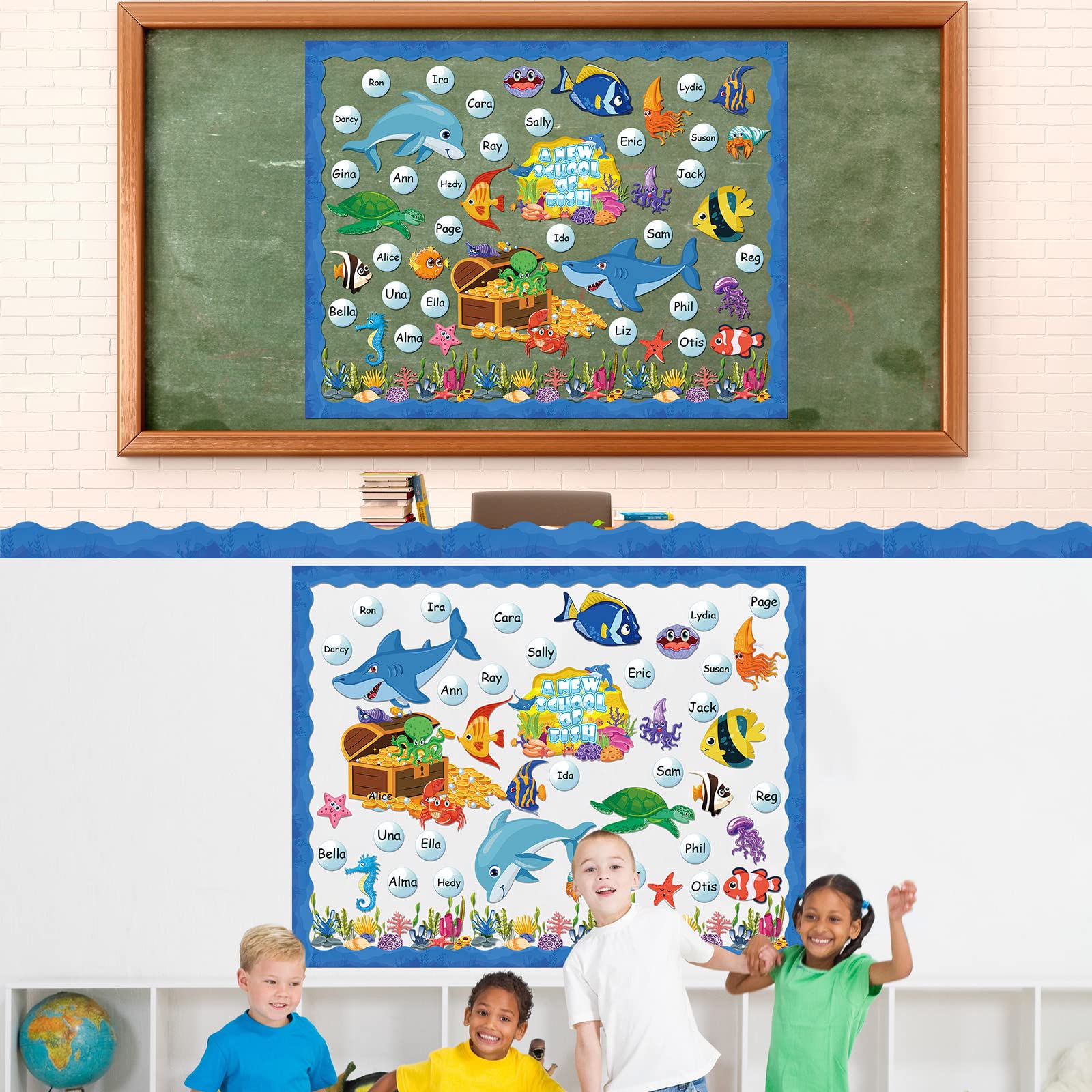 Bulletin Board Decorations 86 Piece Ocean Bulletin Board Set - With ...
