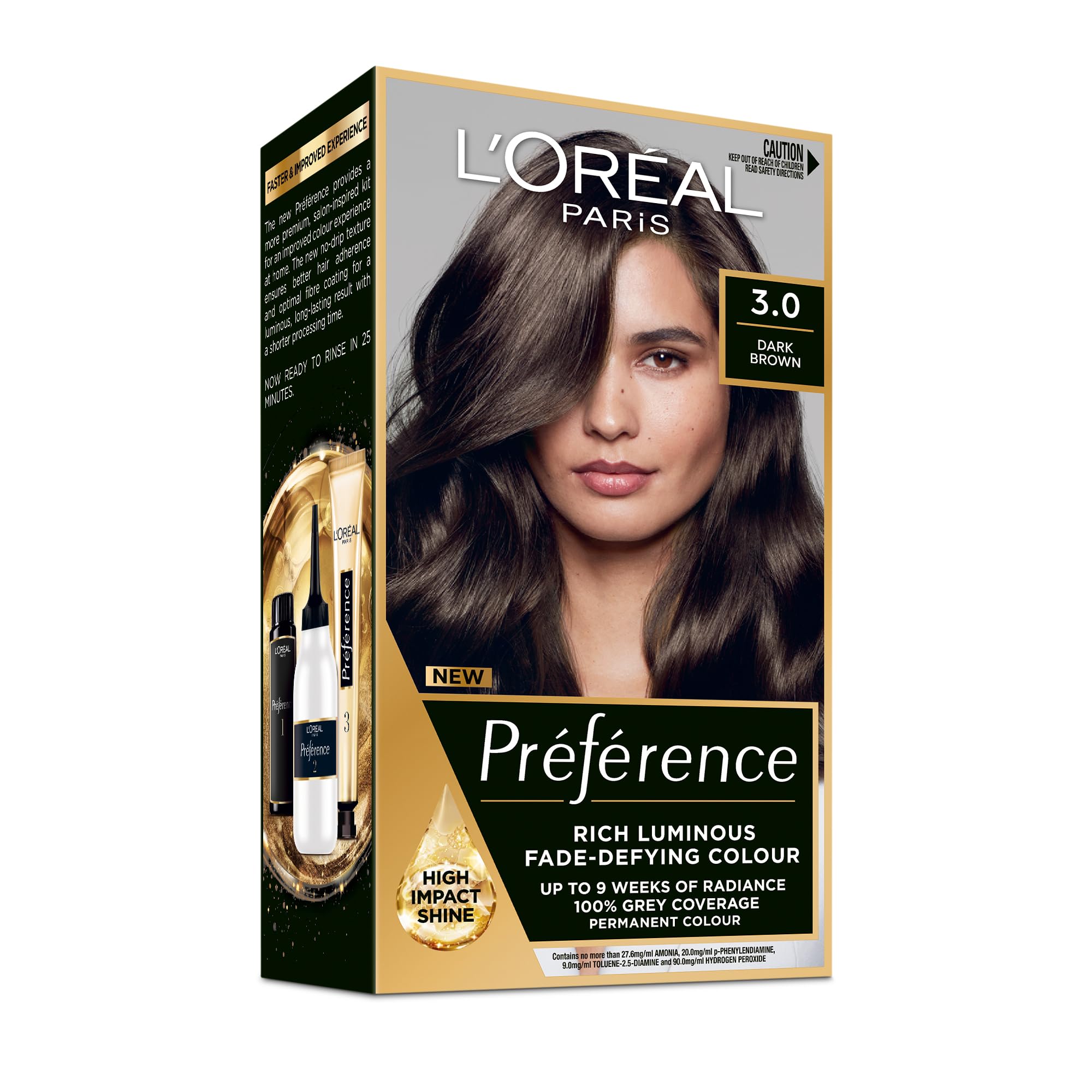 L'Oreal Paris Préférence Permanent Hair Colour - 3 Dark Brown (Intense, Fade-Defying Colour)