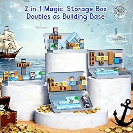 Bmag Magnetic Building Blocks Set - 35 PCS Pirate Ship, STEM Educational Magnet Toys for Kids Age 3+, Travel-Friendly with Storage Box