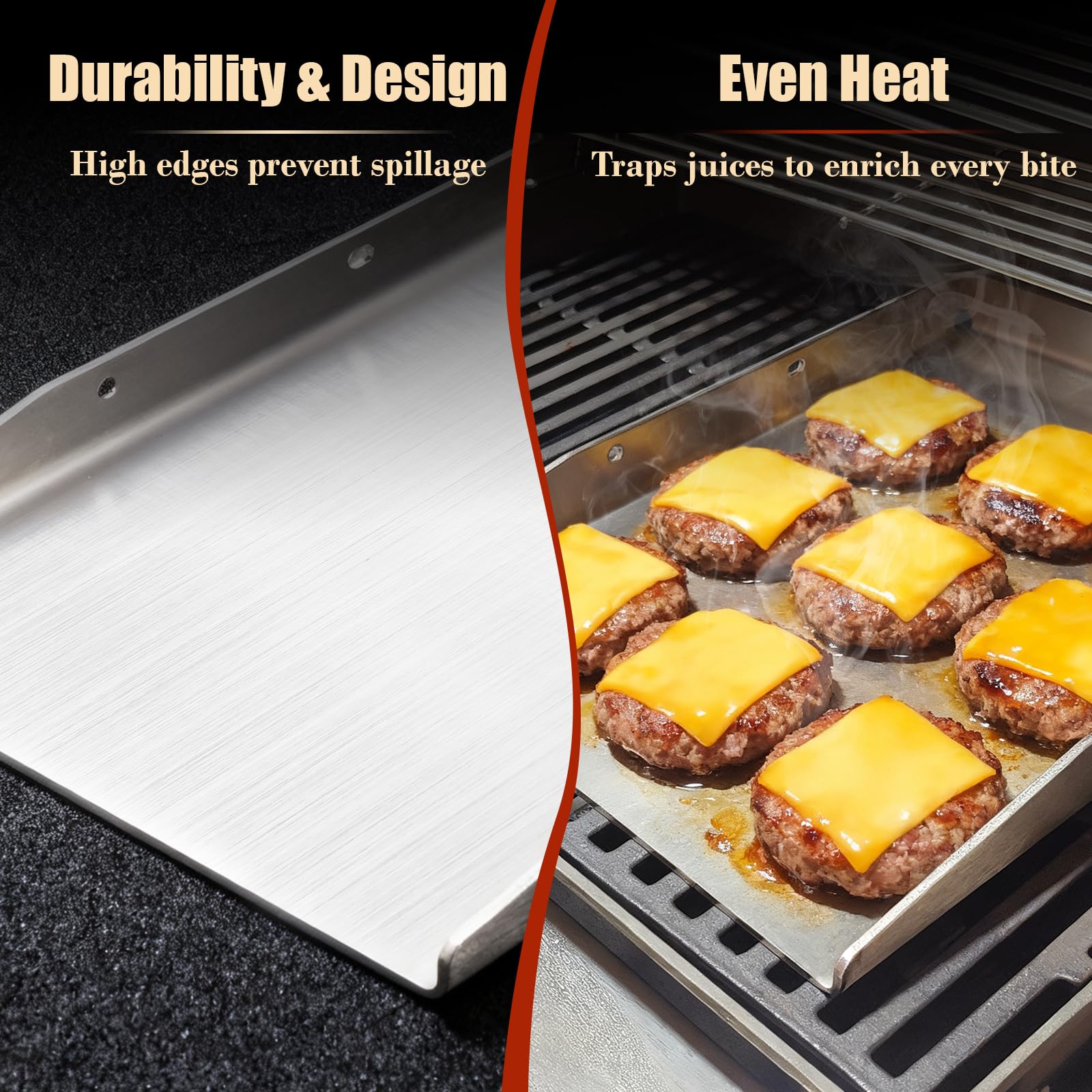 ZXLIHS Piastra per griglia in Acciaio Inox 40 x 30 cm Plancha per Weber, Enders, Burnhard, Rösle Videro, Accessori per plancha per Grill a Gas e a Carbone, griglia per plancha in Acciaio Inox