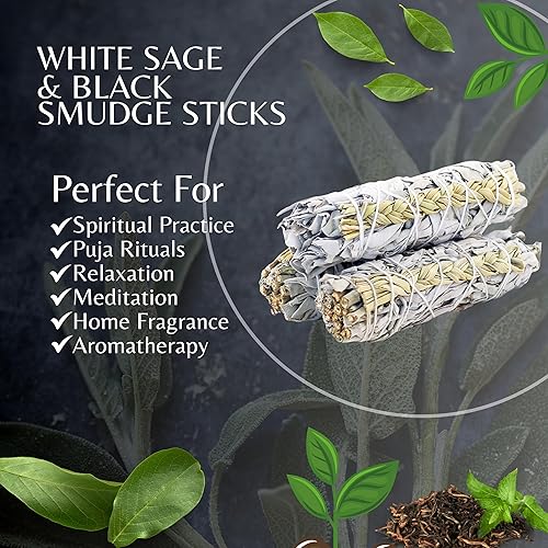 Vista 30 de Paquete de 3 barras de mezcla de salvia blanca para limpieza, meditación, yoga y manchas, salvia blanca orgánica mezclada con canela, copal, ruda