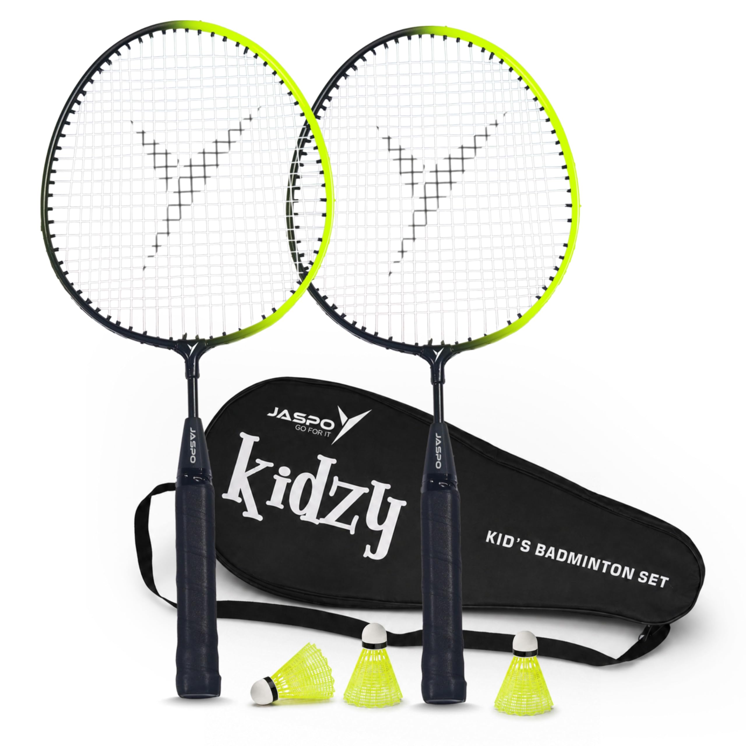 Jaspo Kidzy Steel Badminton Racket Set (18 inches Length) with 5pc. Feather Shuttlecock (NEON Green)-Recommended for Kids only-picture-21